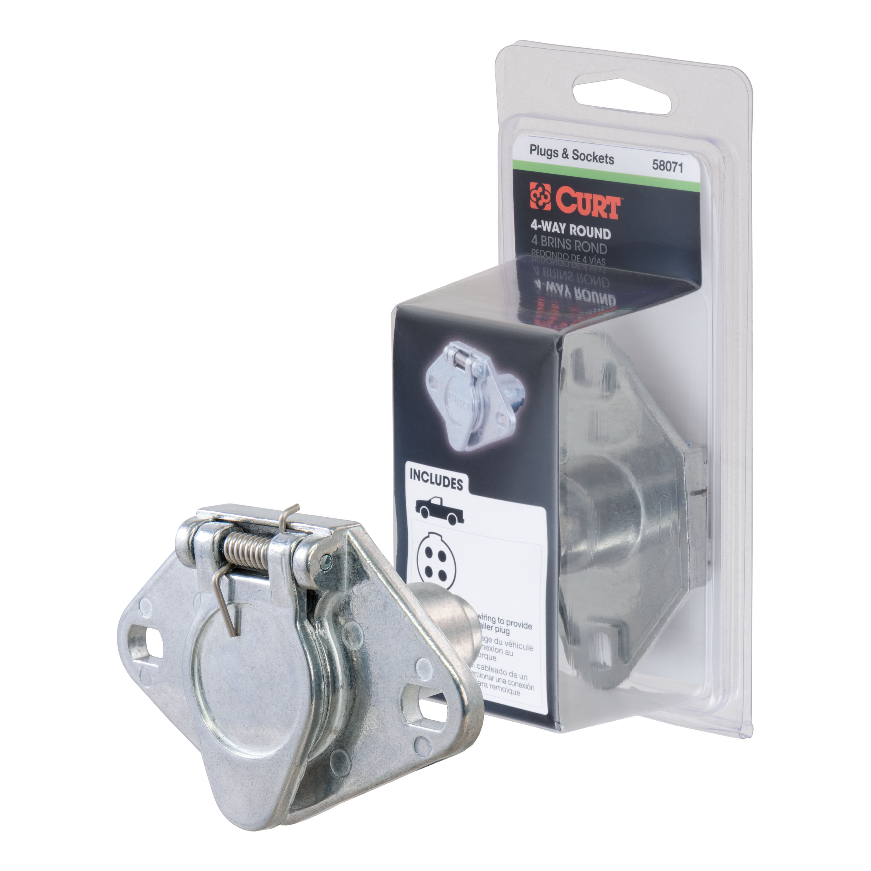 CURT 4-Way Round Connector Socket (Vehicle Side, Packaged) Trailer Connector Kit thumbnail 0