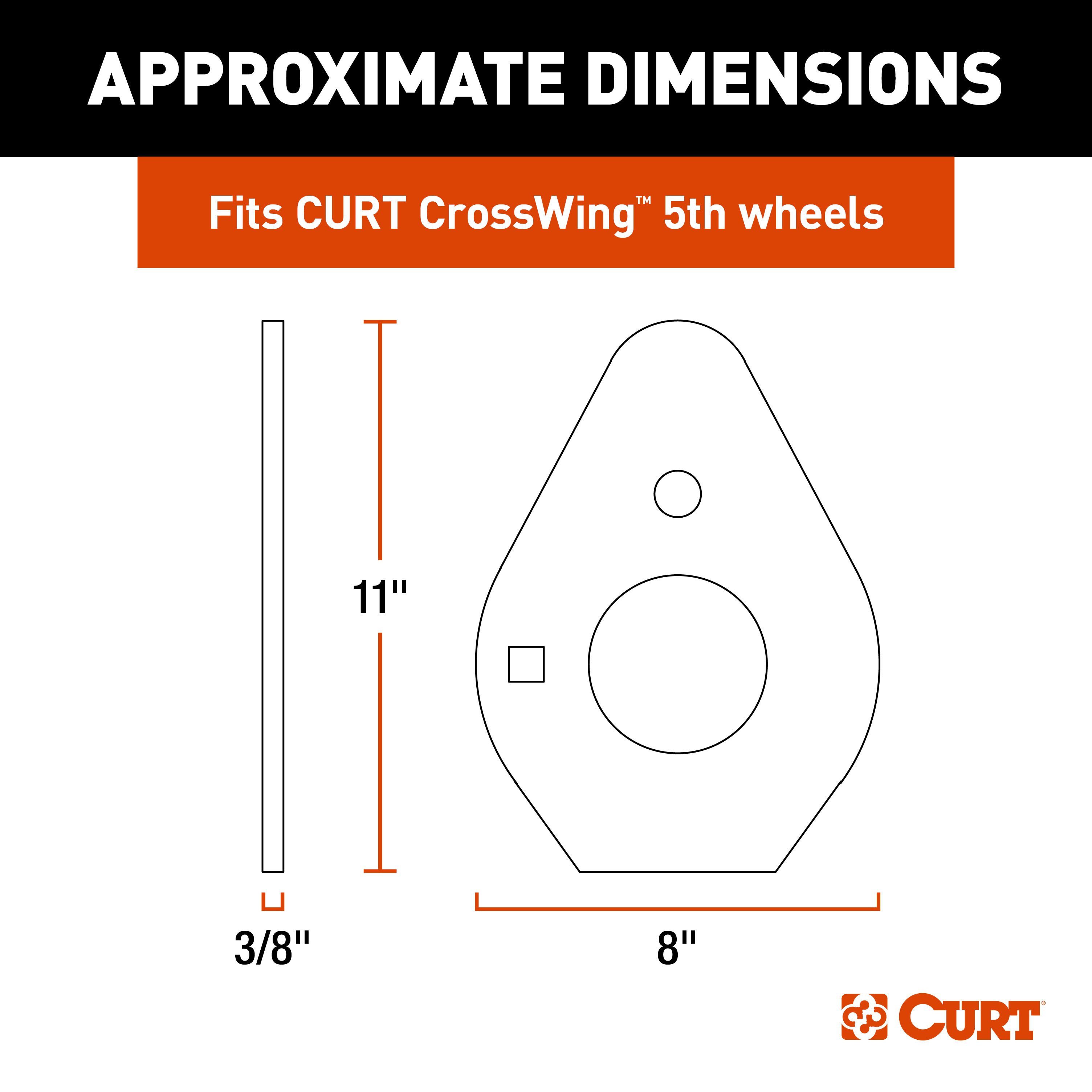 CURT CrossWing 5th Wheel Wedge Kit for Turning Point, 5th Airborne Sidewinder Fifth Wheel Trailer Hitch thumbnail 2