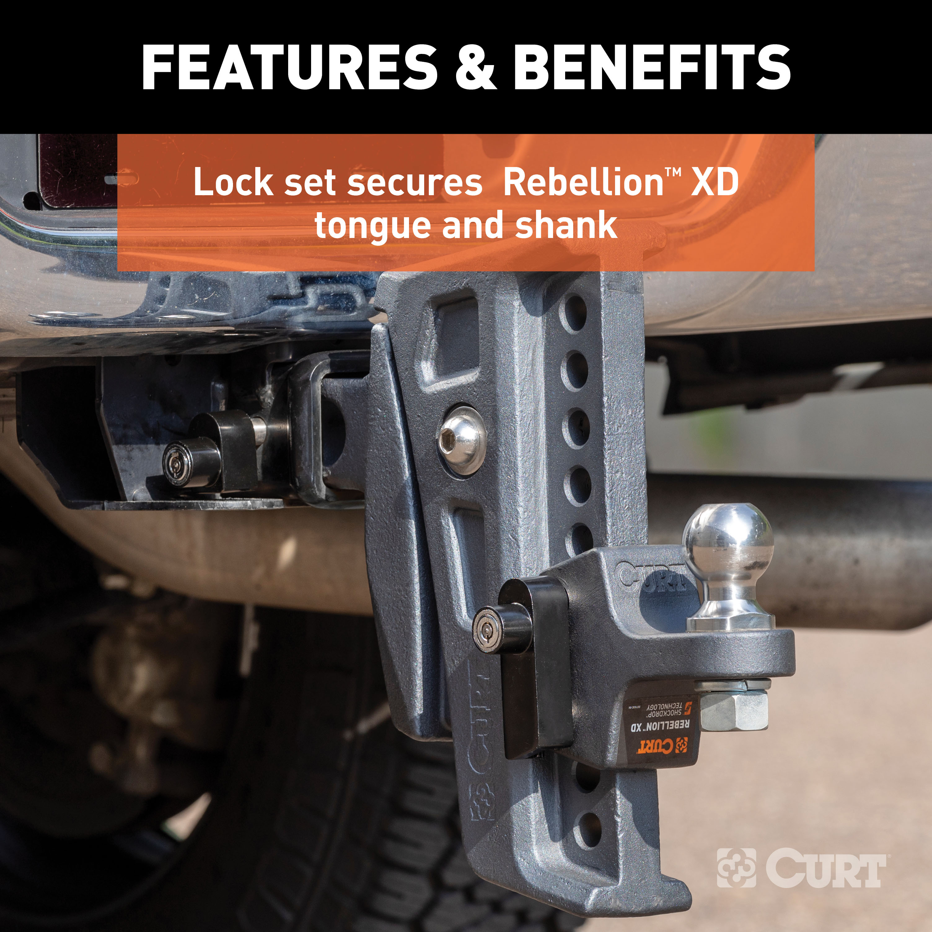CURT Rebellion XD Tongue and Hitch Lock Set Trailer Hitch Lock thumbnail 2