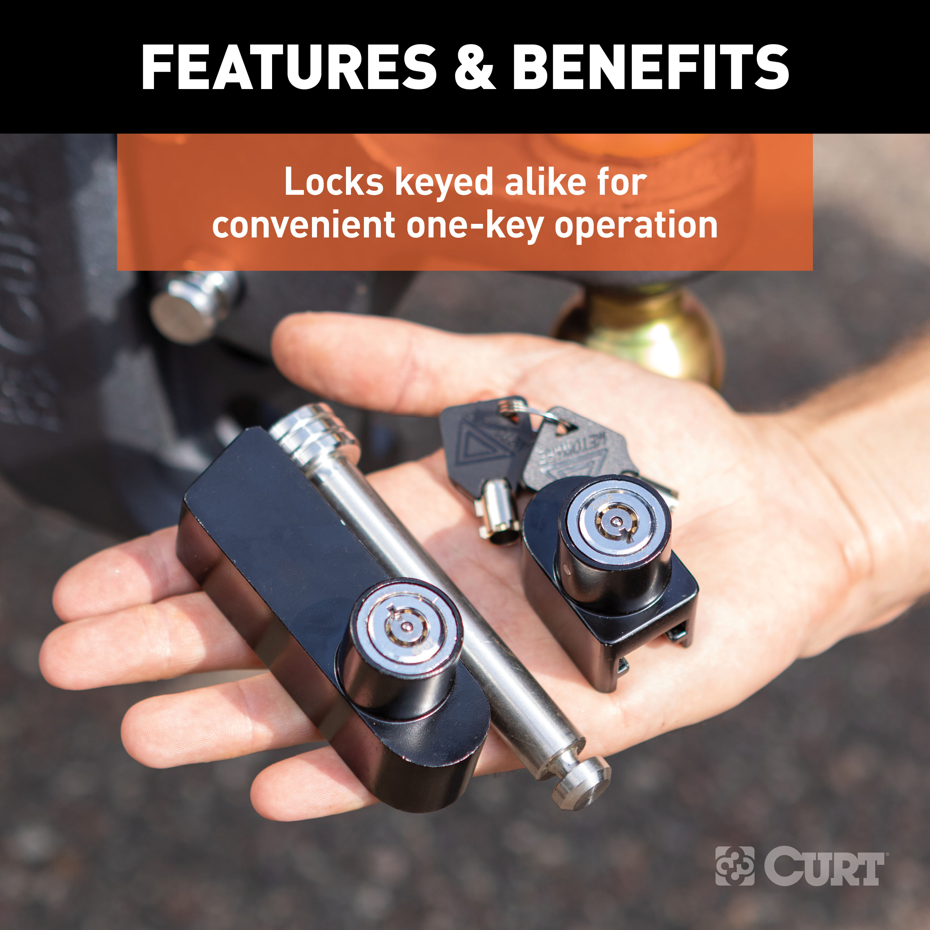 CURT Rebellion XD Tongue and Hitch Lock Set Trailer Hitch Lock thumbnail 7