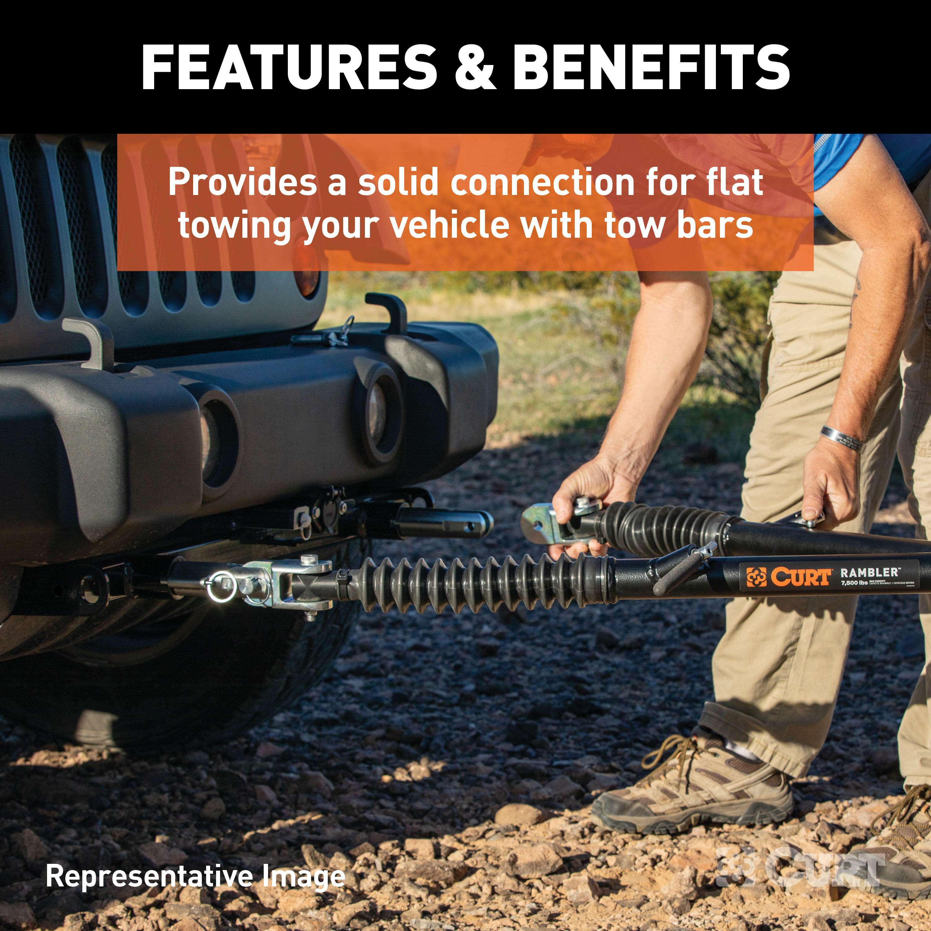 CURT Custom Tow Bar Base Plate, Select Jeep Wrangler JK Tow Bar thumbnail 3