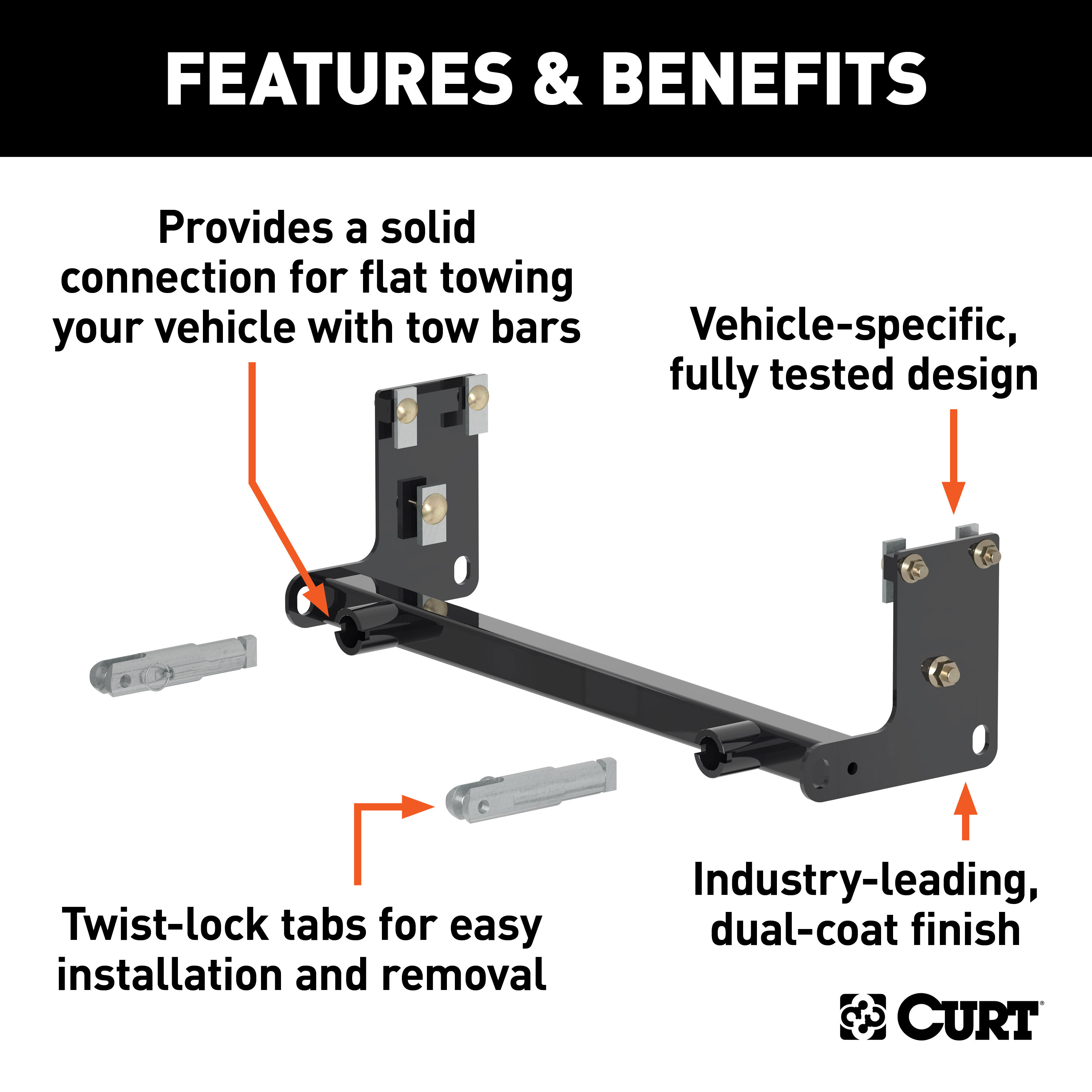 CURT Custom Tow Bar Base Plate, Select Jeep Wrangler JK Tow Bar thumbnail 1