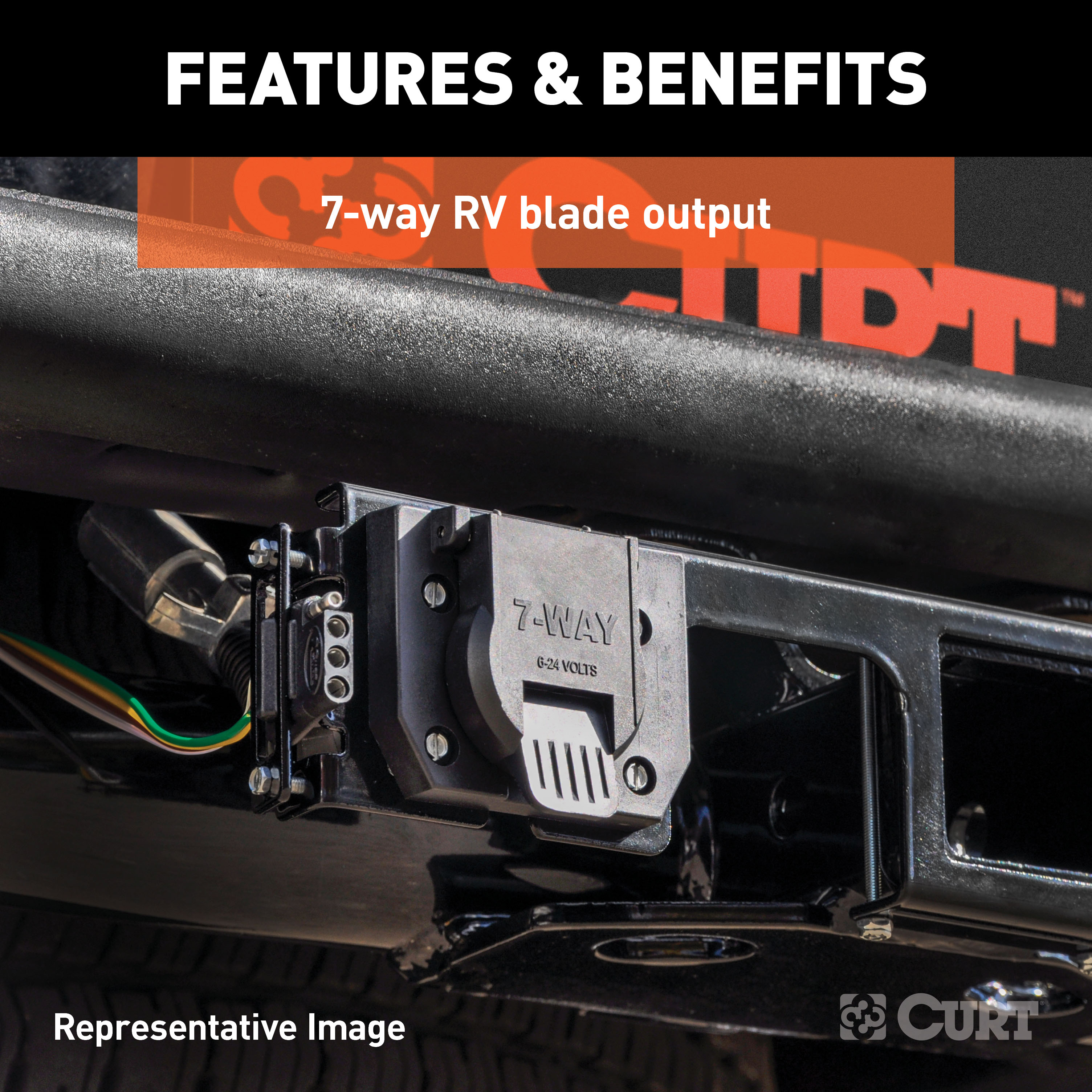 CURT Custom 7-Way RV Blade, Select Honda Pilot, Ridgeline, OEM Tow Package Required Trailer Connector Kit thumbnail 1