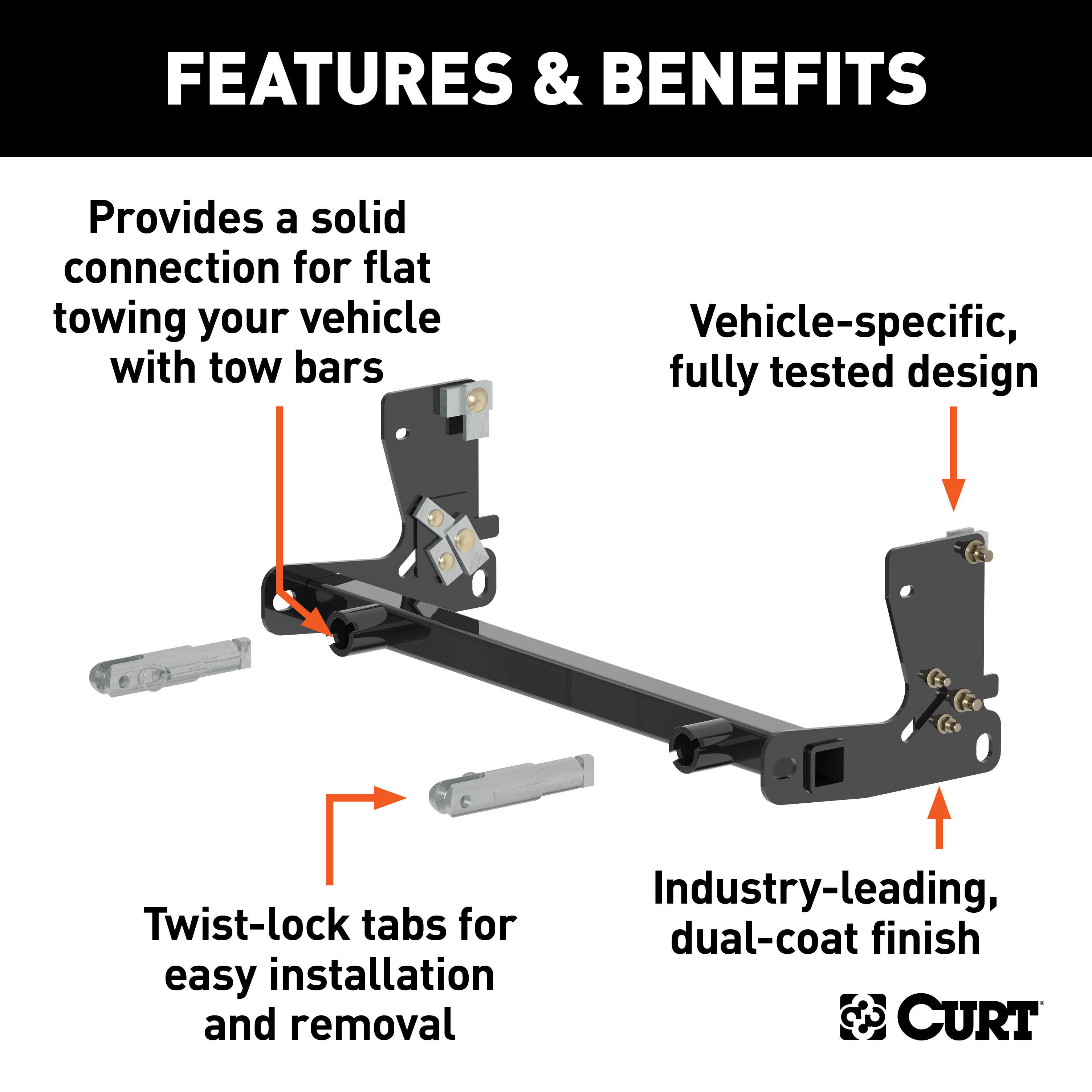 CURT Custom Tow Bar Base Plate, Select Jeep Gladiator JT Tow Bar thumbnail 1