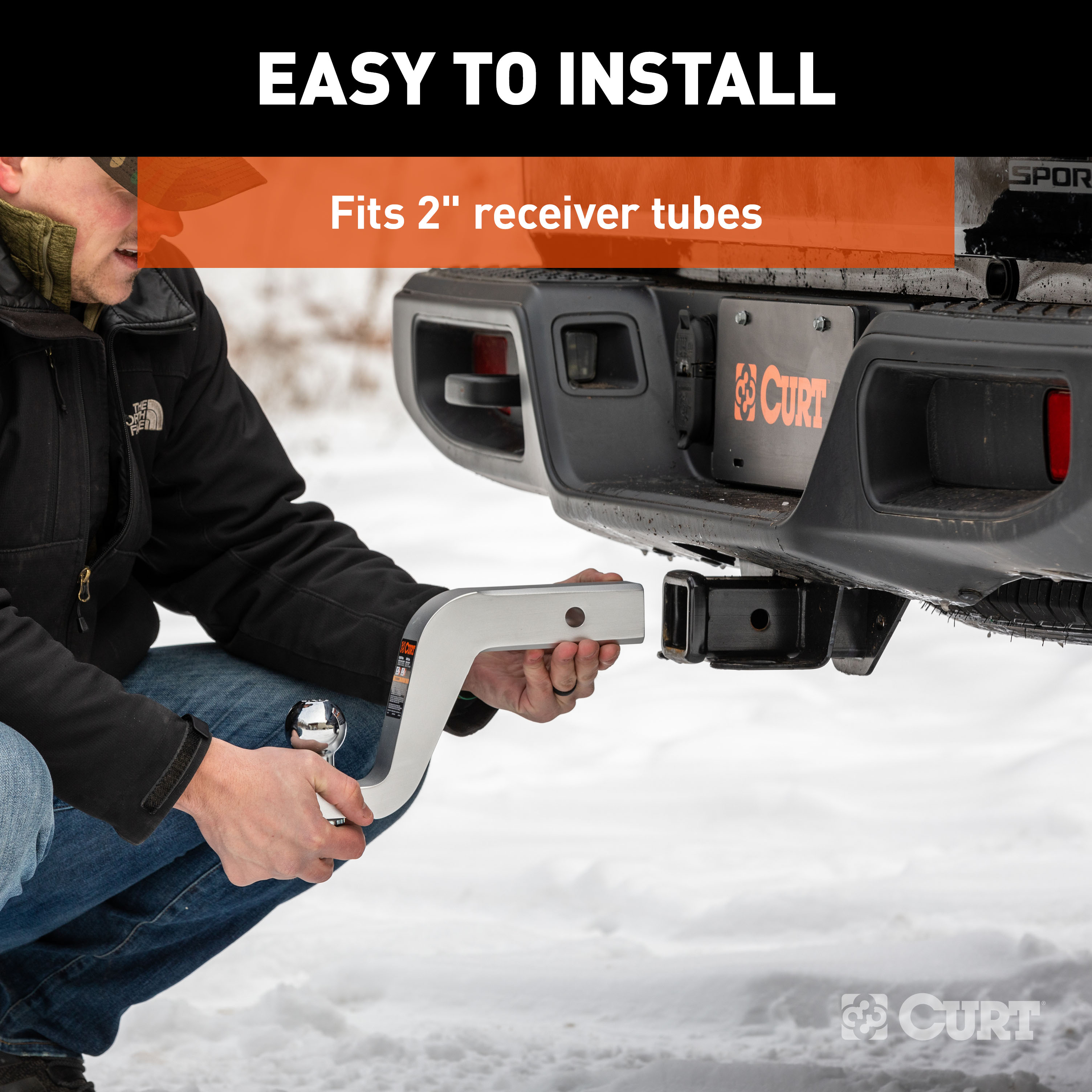 CURT Aluminum Ball Mount (2" Shank, 8,000 lbss, 6" Drop, 8-1/2" Long) Trailer Hitch Ball Mount thumbnail 3