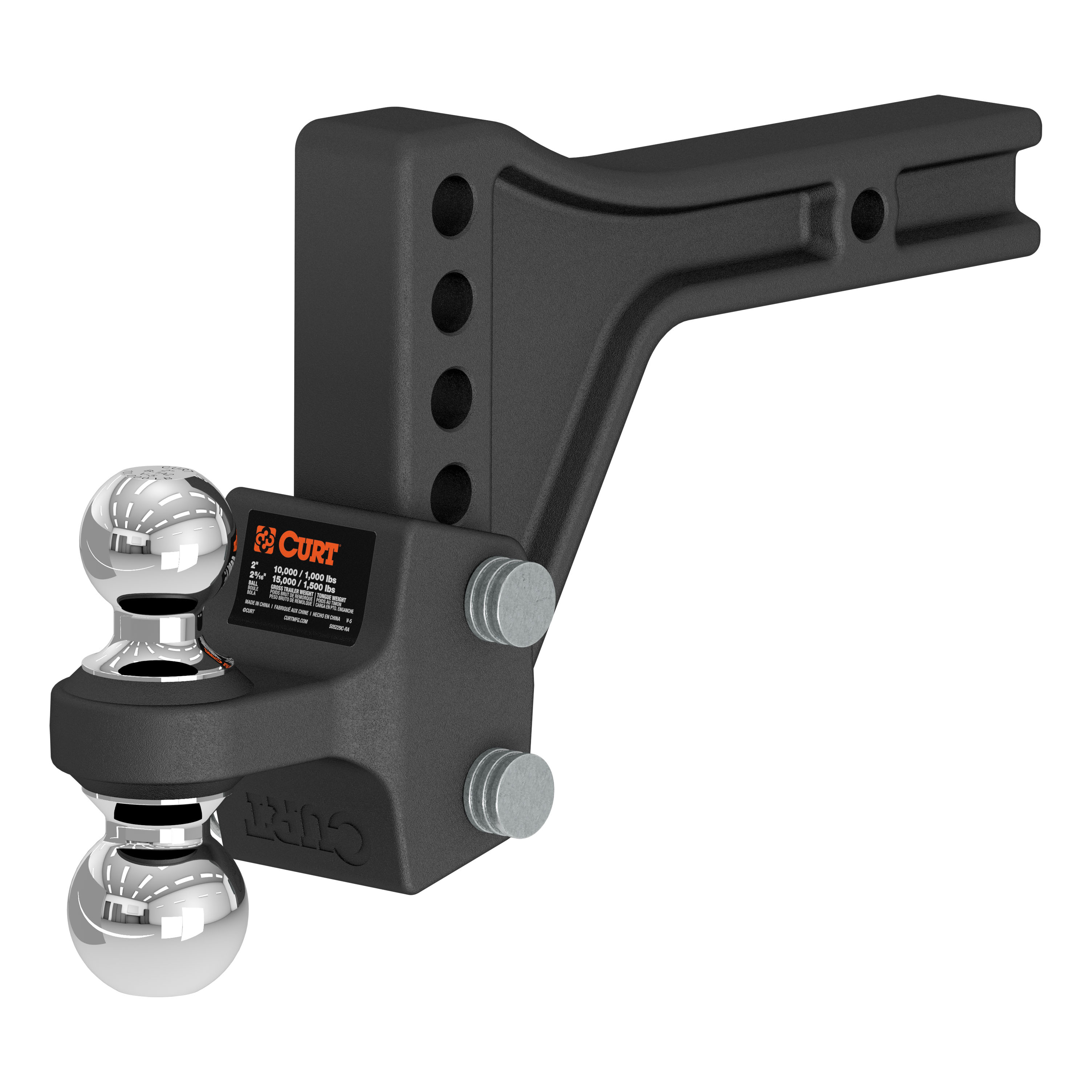 CURT Adjustable Trailer Hitch Ball Mount with Dual Ball, 2" Shank, 15K Trailer Hitch Ball Mount thumbnail 0