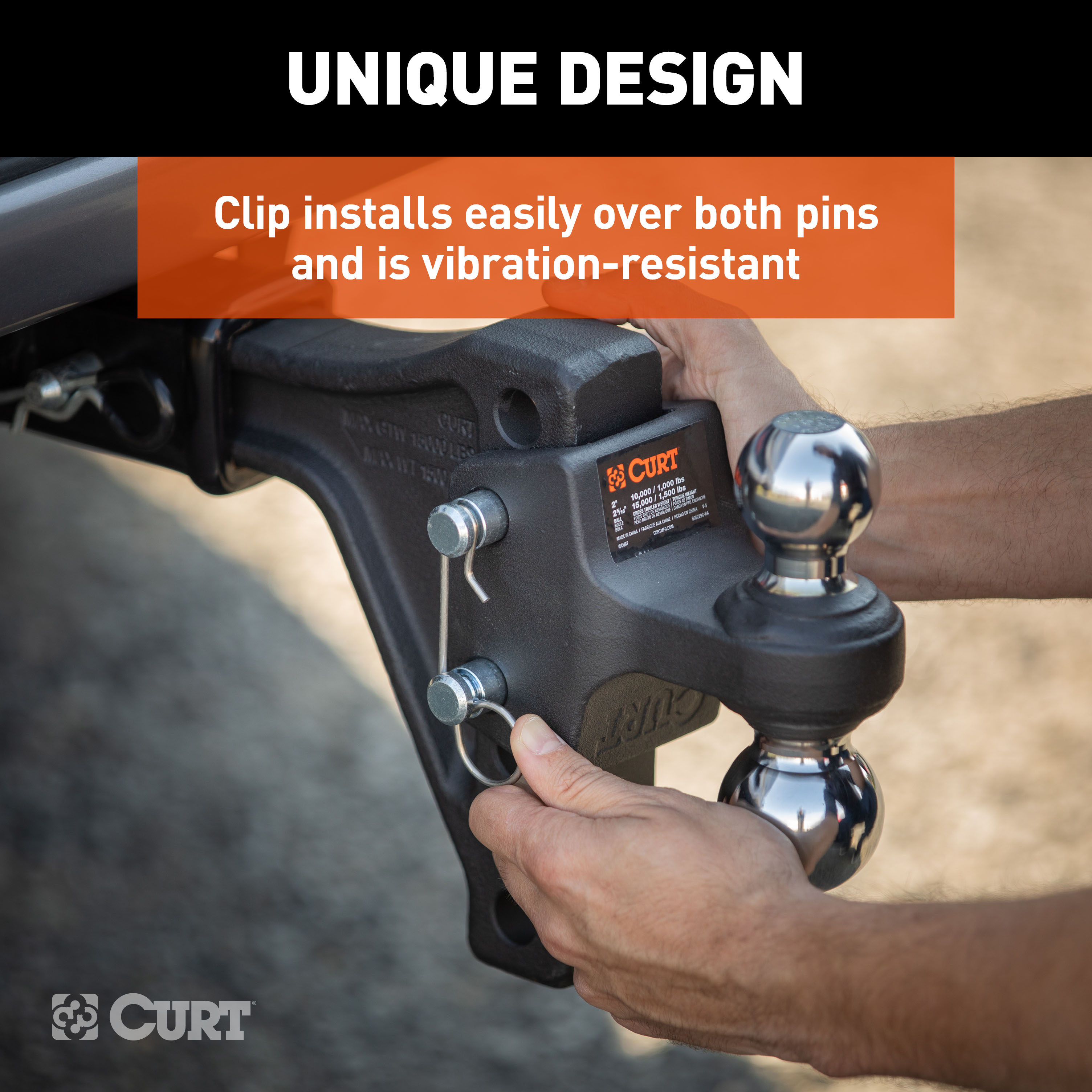 CURT Adjustable Trailer Hitch Ball Mount with Dual Ball, 2" Shank, 15K Trailer Hitch Ball Mount thumbnail 6