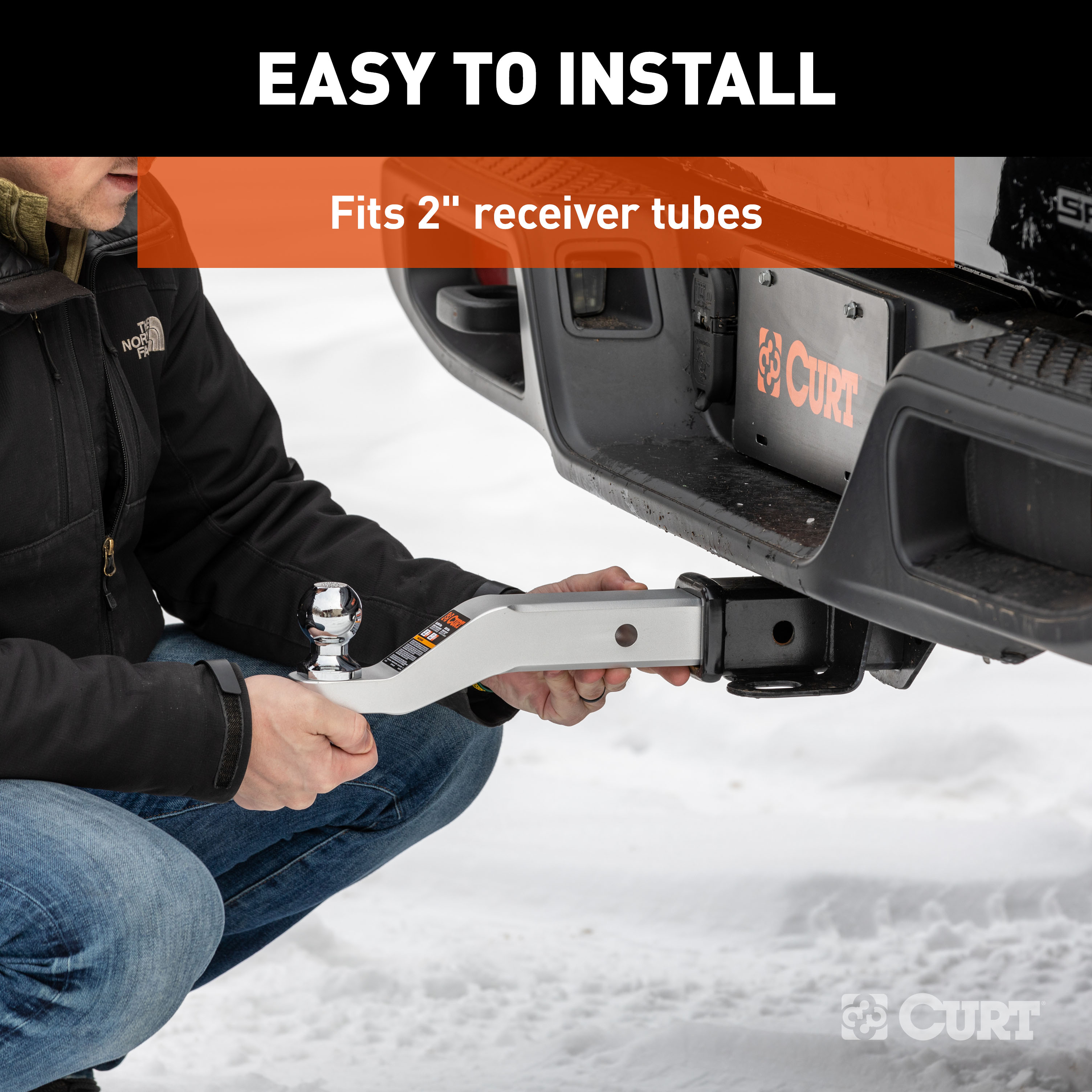 CURT Aluminum Ball Mount (2" Shank, 8,000 lbss, 2" Drop, 8-1/2" Long) Trailer Hitch Ball Mount thumbnail 3