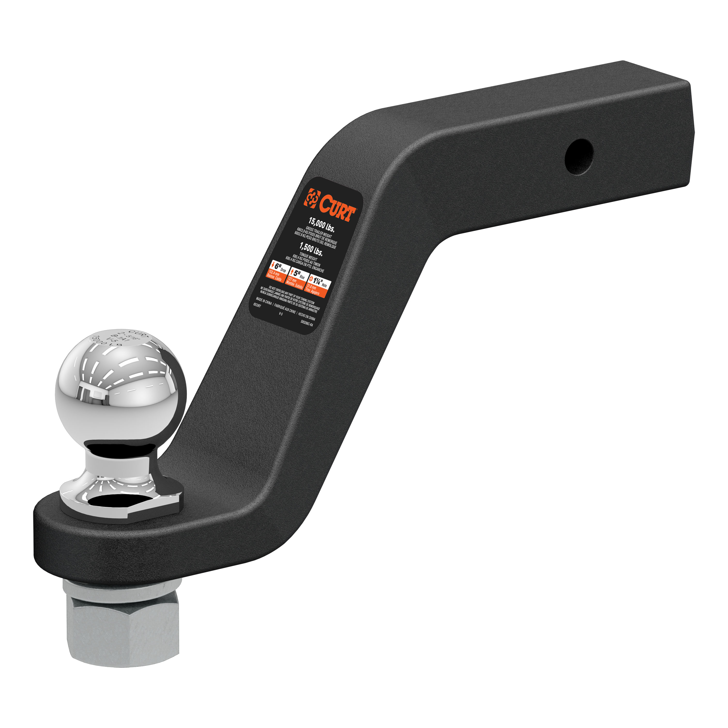 CURT Loaded Forged Ball Mount with 2-5/16" Ball (2" Shank, 15,000 lbss, 6" Drop) Trailer Hitch Ball Mount thumbnail 0