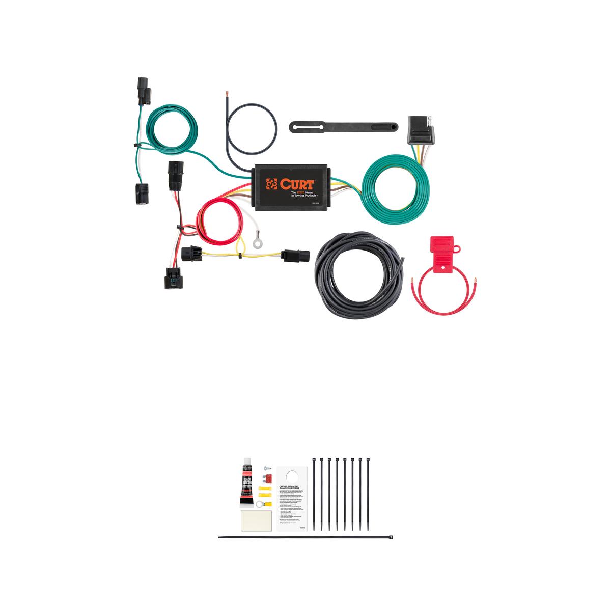CURT Custom Wiring Harness, 4-Way Flat Output, Select Honda Fit Trailer Connector Kit thumbnail 0
