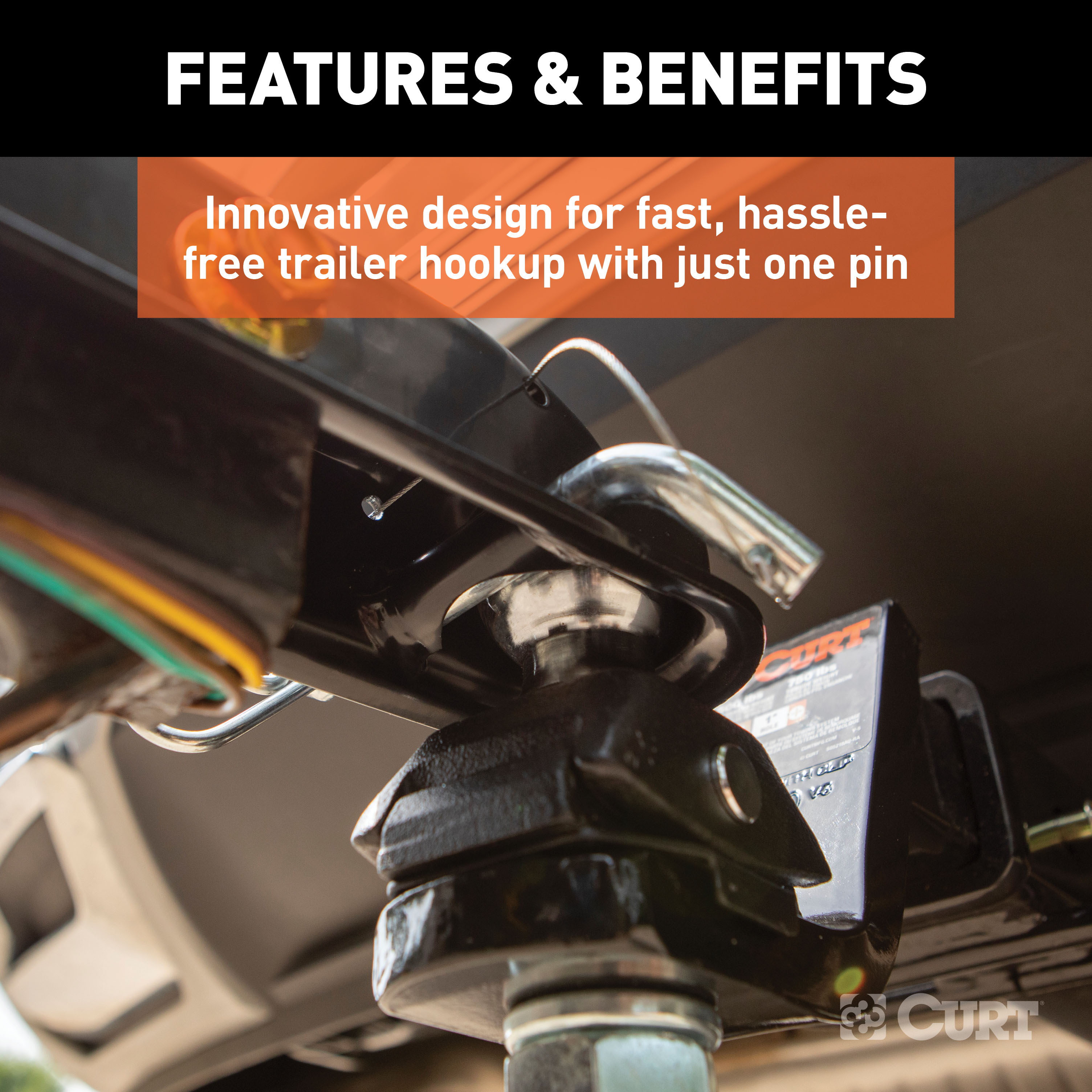 CURT 3,500 lbs QuickPin No-Latch 2" Trailer Coupler (3" Channel) Trailer Hitch Coupler thumbnail 3