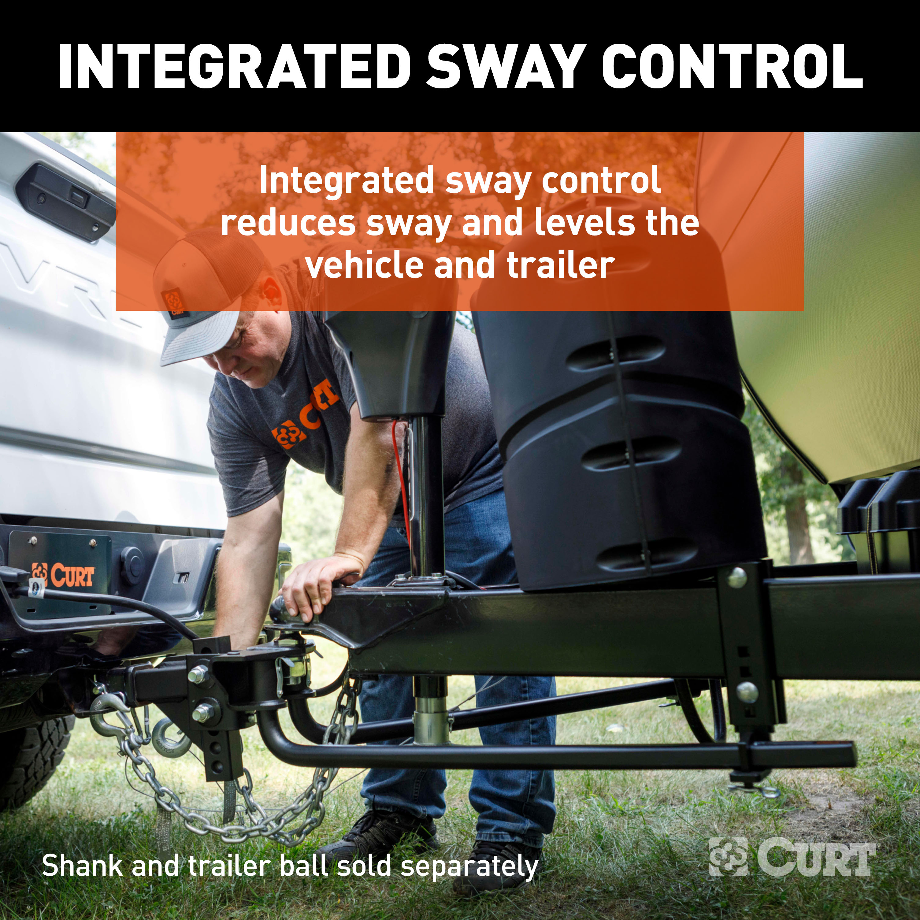 CURT 8-10K (No Shank) TruTrack 2P Weight Distribution Hitch with 2x Sway Control thumbnail 2