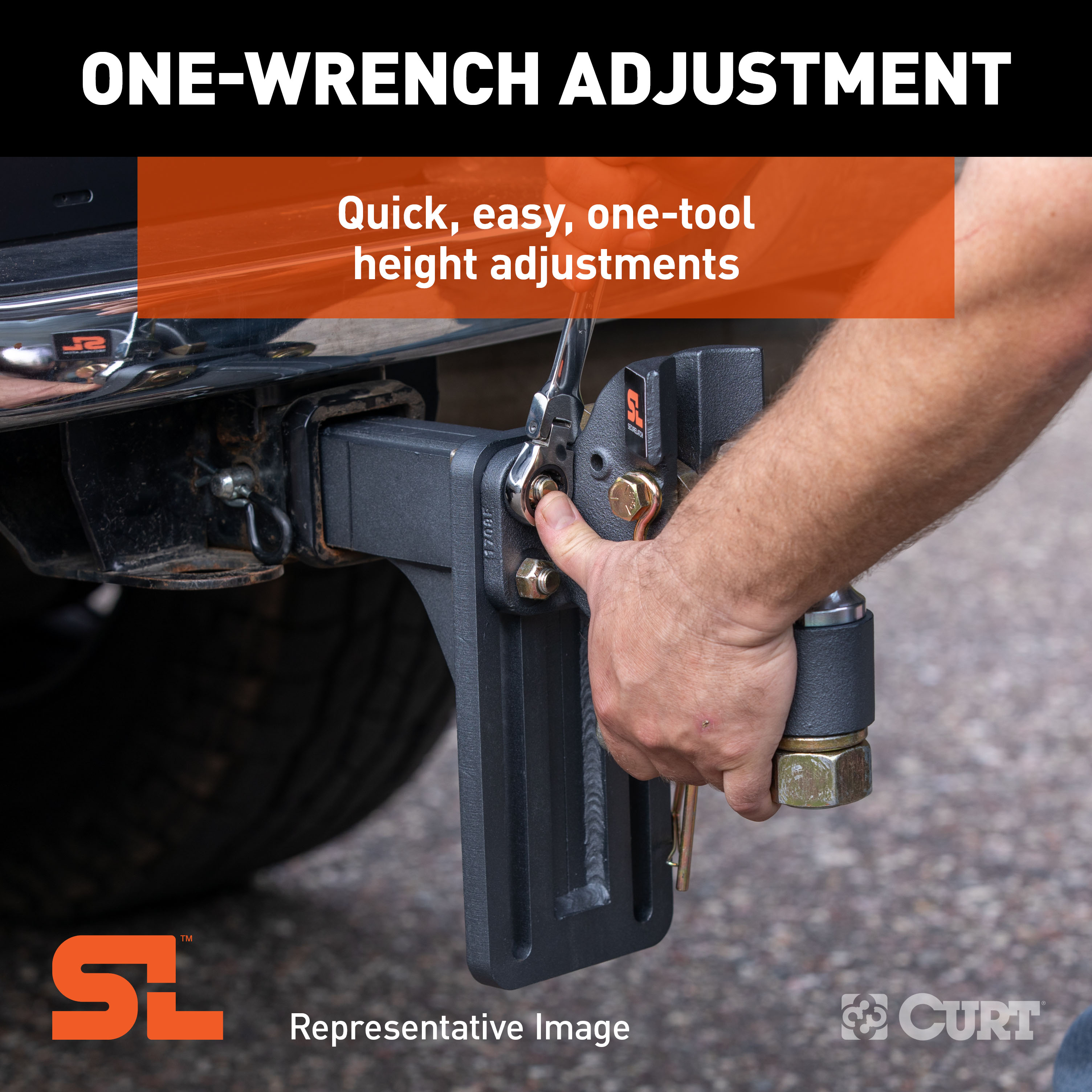CURT SecureLatch Adjustable Pintle Mount (2-1/2" Shank, 20,000 lbs.) Trailer Hitch Pintle Hook Mount thumbnail 3
