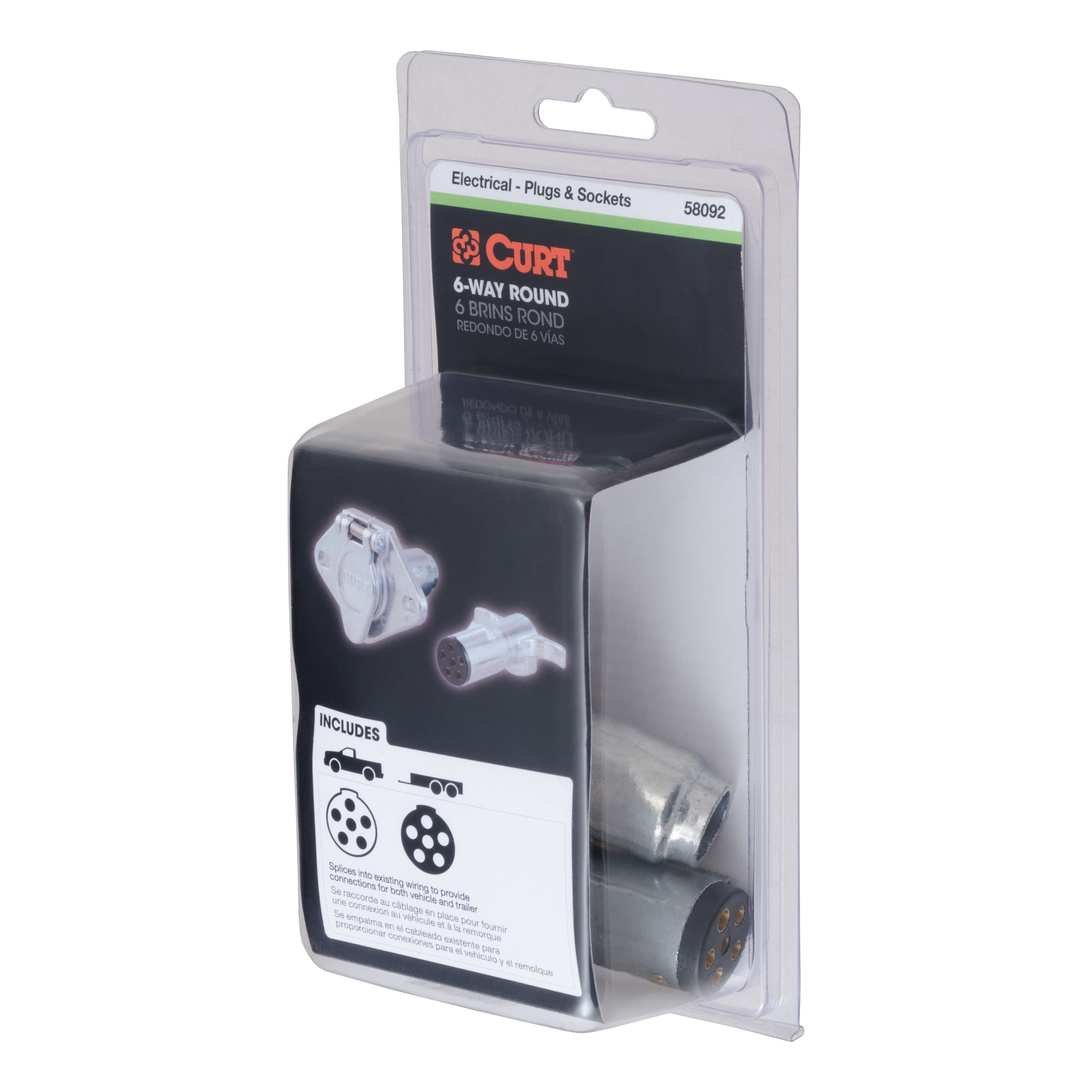 CURT 6-Way Round Connector Plug & Socket (Packaged) Trailer Connector Kit thumbnail 4