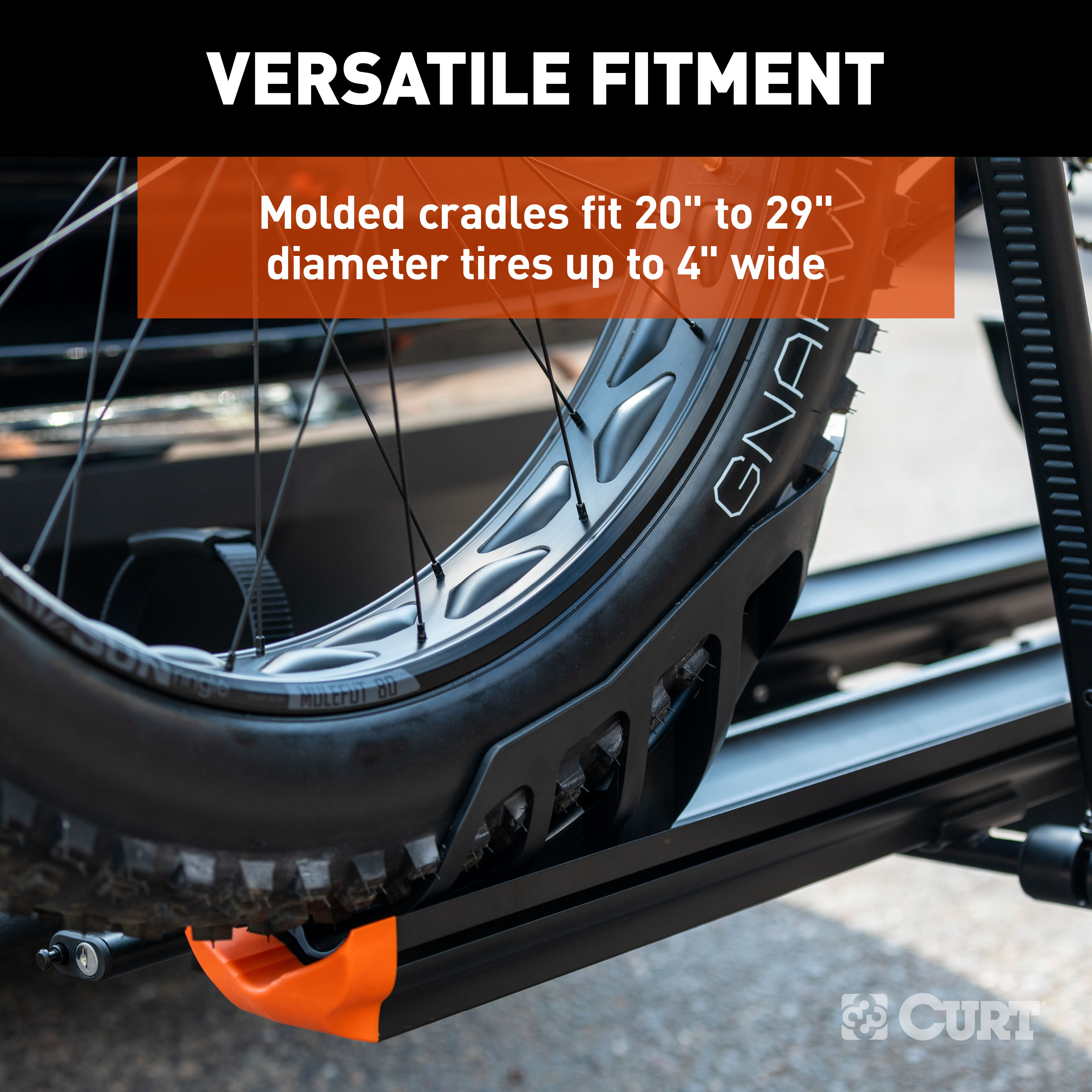 CURT Aluminum Tray-Style Hitch-Mounted Bike Rack (2 Bikes, 2" Shank) Bicycle Rack thumbnail 3