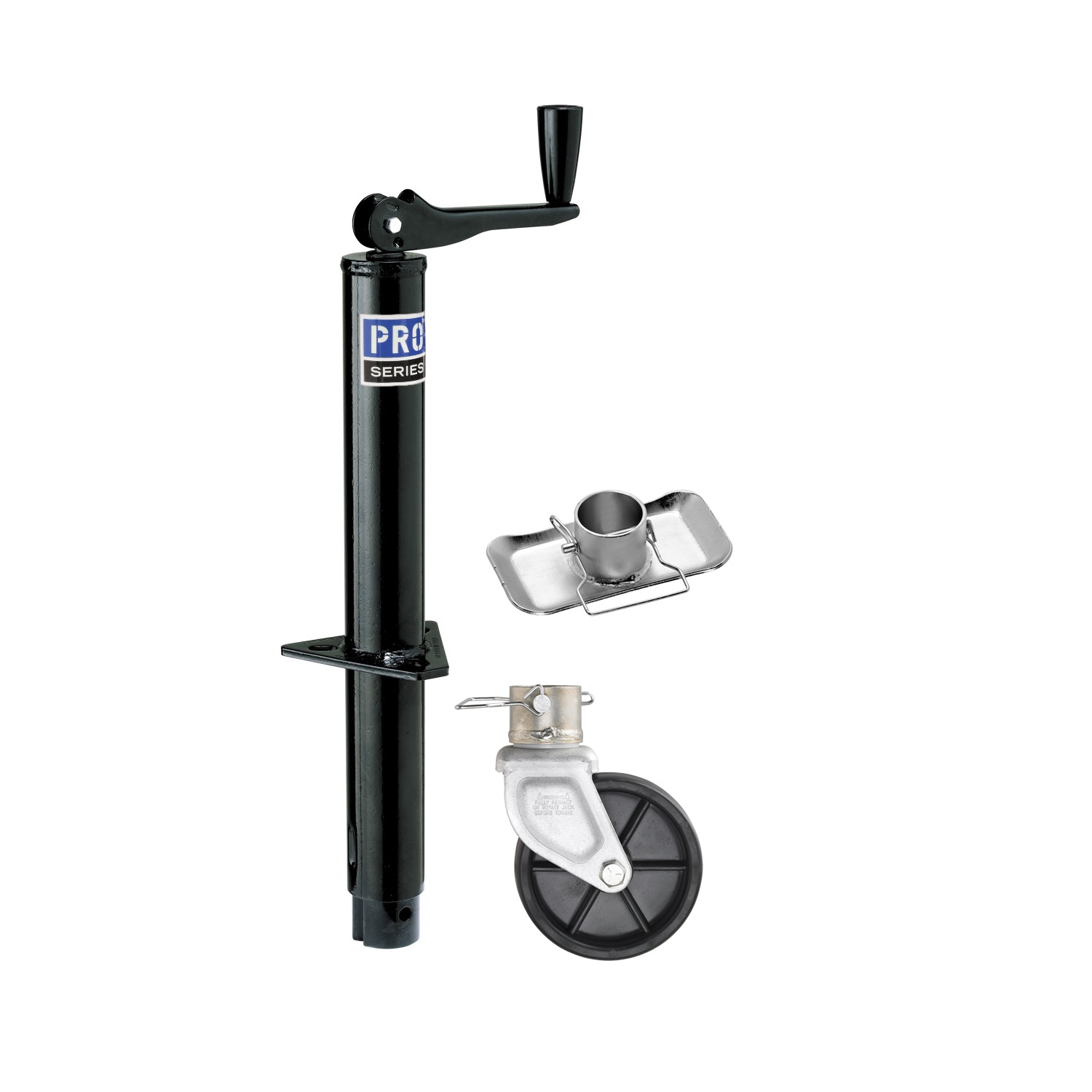 Pro Series Round 2,000 lbs. A-Frame Trailer Jack Topwind 14" Lift w/ 6" Poly Caster Wheel & 2" Zinc Footplate Combo thumbnail 0