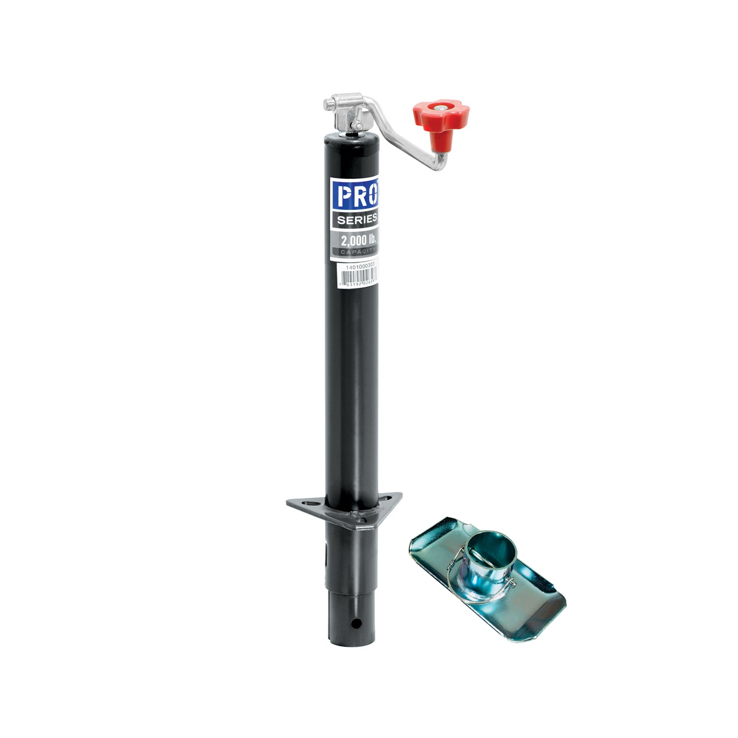 Pro Series Round 2,000 lbs. A-Frame Trailer Jack Topwind 15" Lift w/ 2-3/32" Tall Removable Footplate thumbnail 0