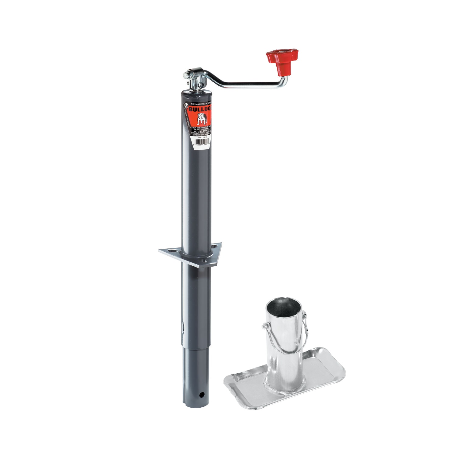 Bulldog 2,000 lbs. Round A-Frame Trailer Jack Topwind 15" Lift 6" w/ Extended Footplate thumbnail 0