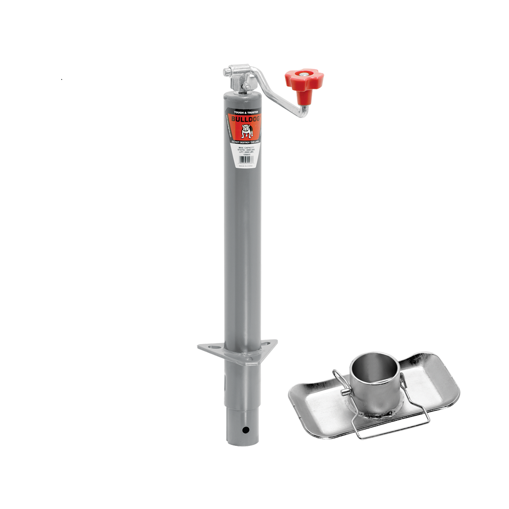 Bulldog 2,000 lbs. Round A-Frame Trailer Jack Topwind 15" Lift w/ Footplate & Pin thumbnail 0