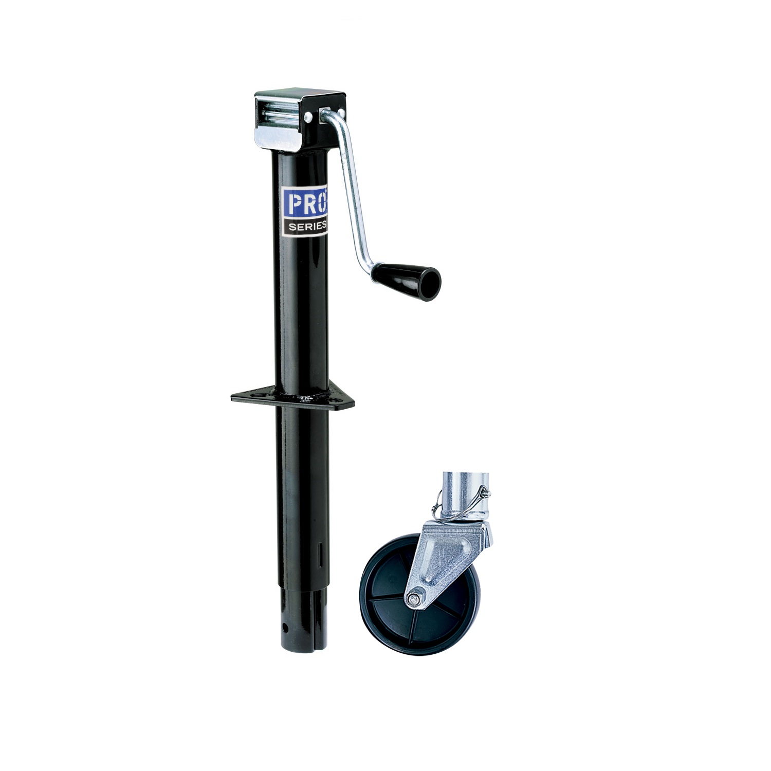 Pro Series Round 2,000 lbs. A-Frame Trailer Jack Sidewind 14" Lift w/ External Gearbox & 6" Poly Caster Wheel thumbnail 0