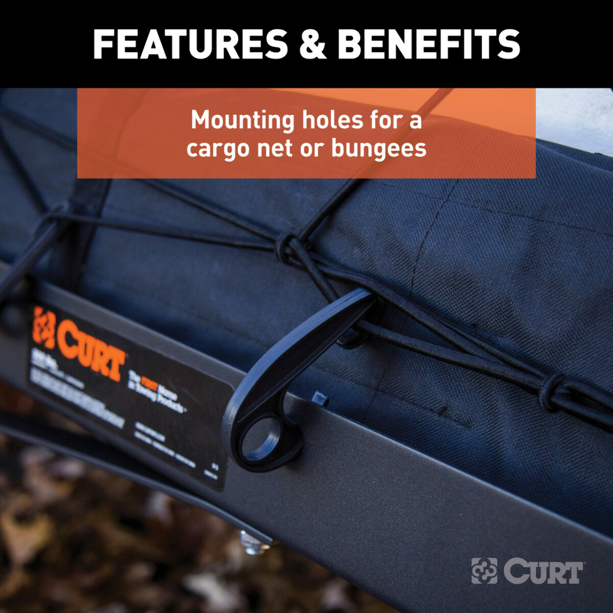 CURT 48" x 20" Tray Cargo Carrier 300 lbs. w/ Cargo Net Fits 1-1/4" & 2" Receivers thumbnail 6