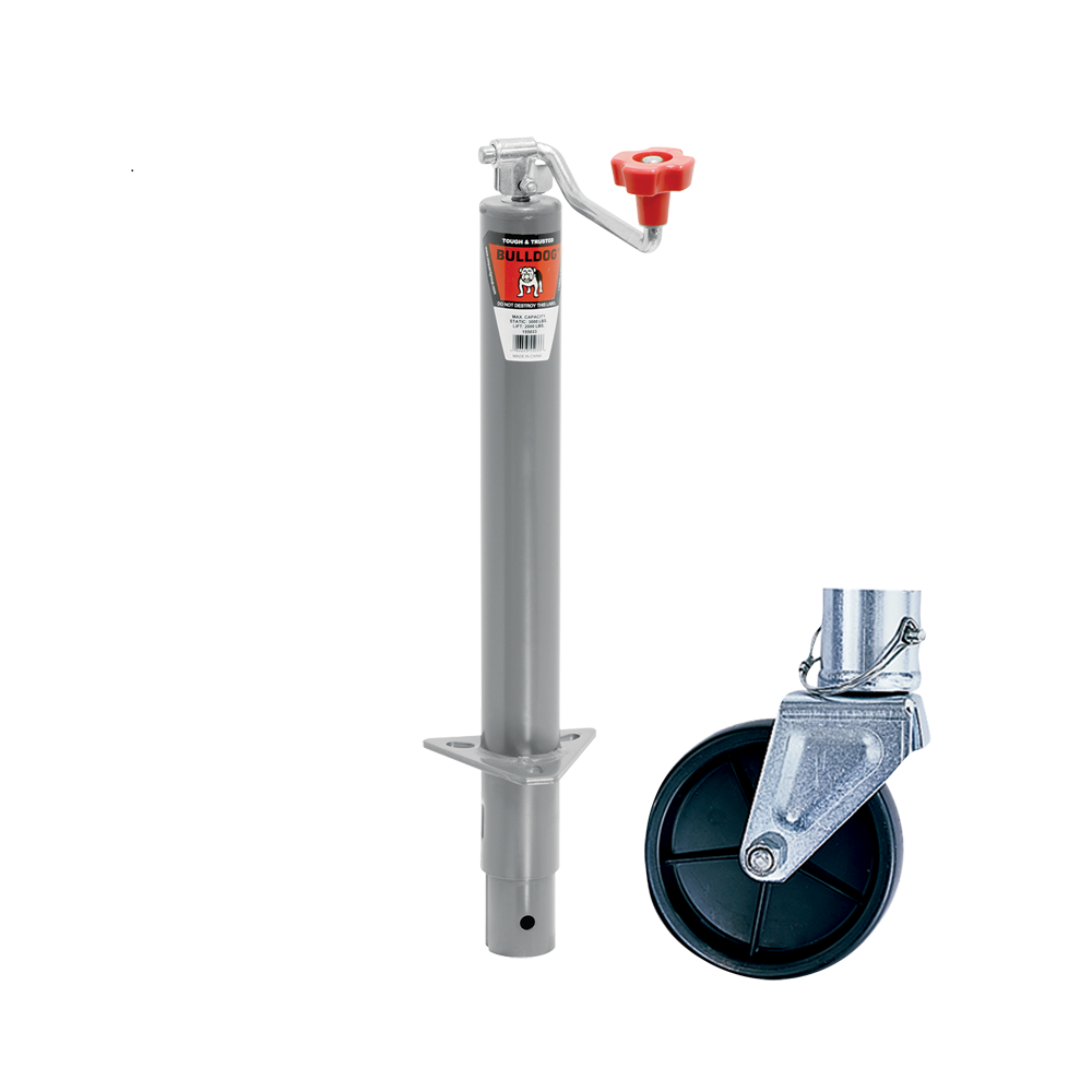 Bulldog 2,000 lbs. Round A-Frame Trailer Jack Topwind 15" Lift w/ Caster w/6" Wheel & Pin/Clip thumbnail 0