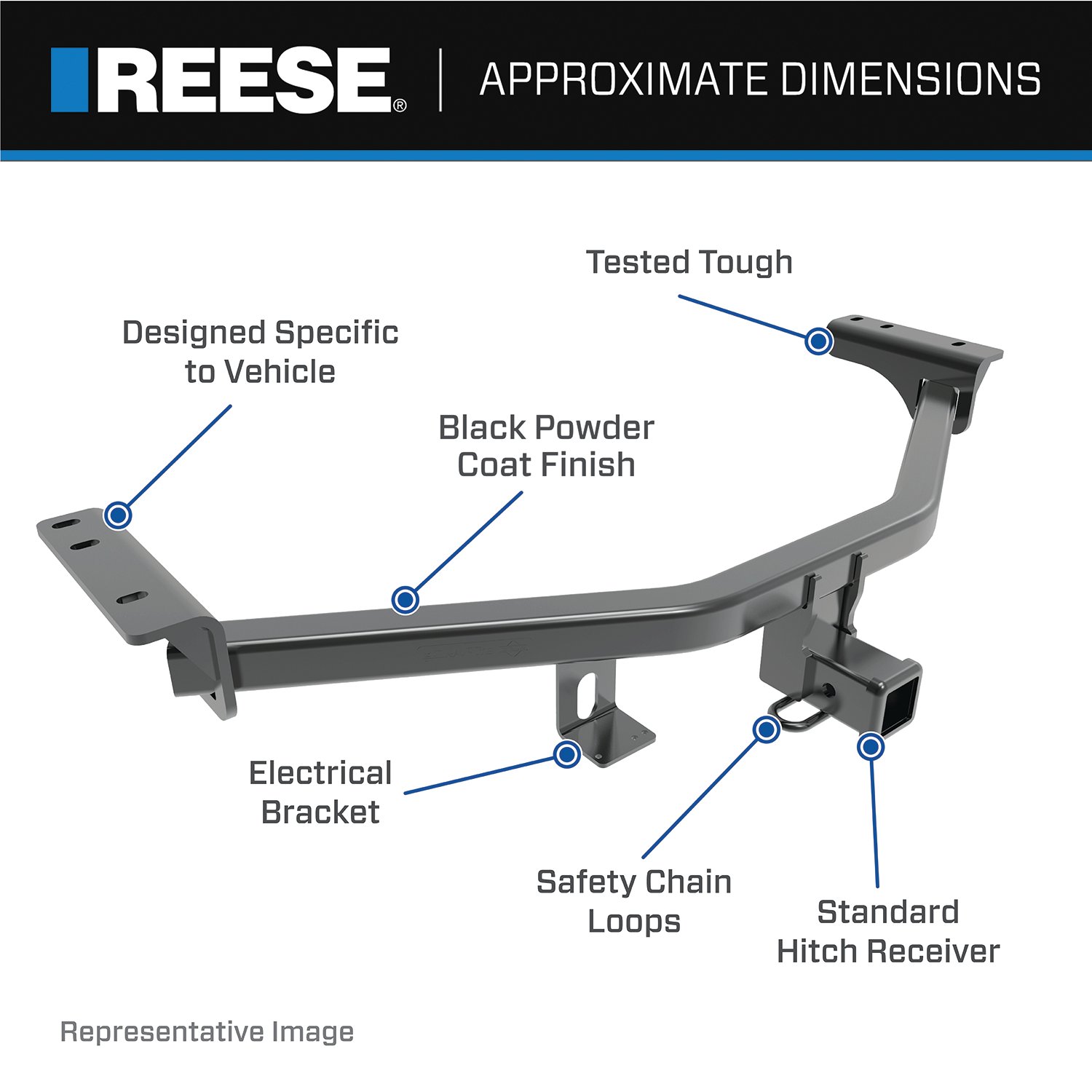 Reese Towpower Class 3 Multi-Fit Trailer Hitch, 2-Inch Receiver, Black 37152 thumbnail 4