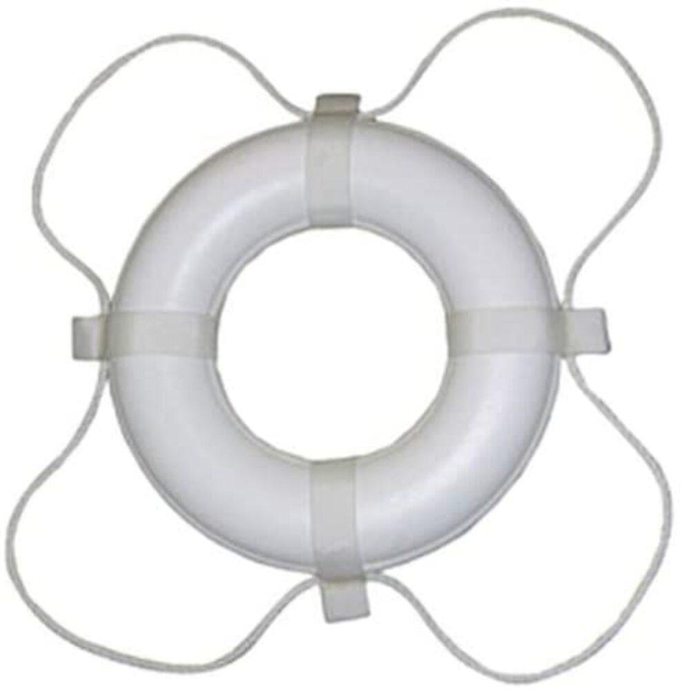 Taylor Made Vinyl Coated Foam Life Ring with White Grab Lines, White (24") #361