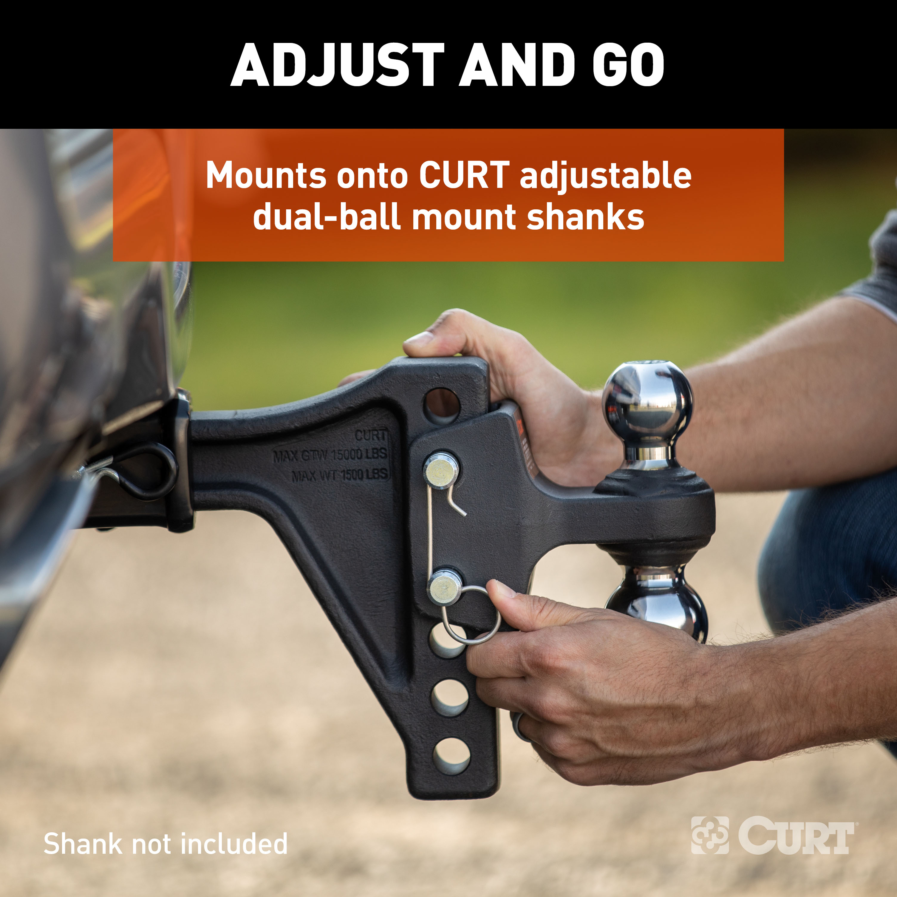 CURT Dual Ball Attachment for Weight Distribution Shank Trailer Hitch Ball Mount thumbnail 2
