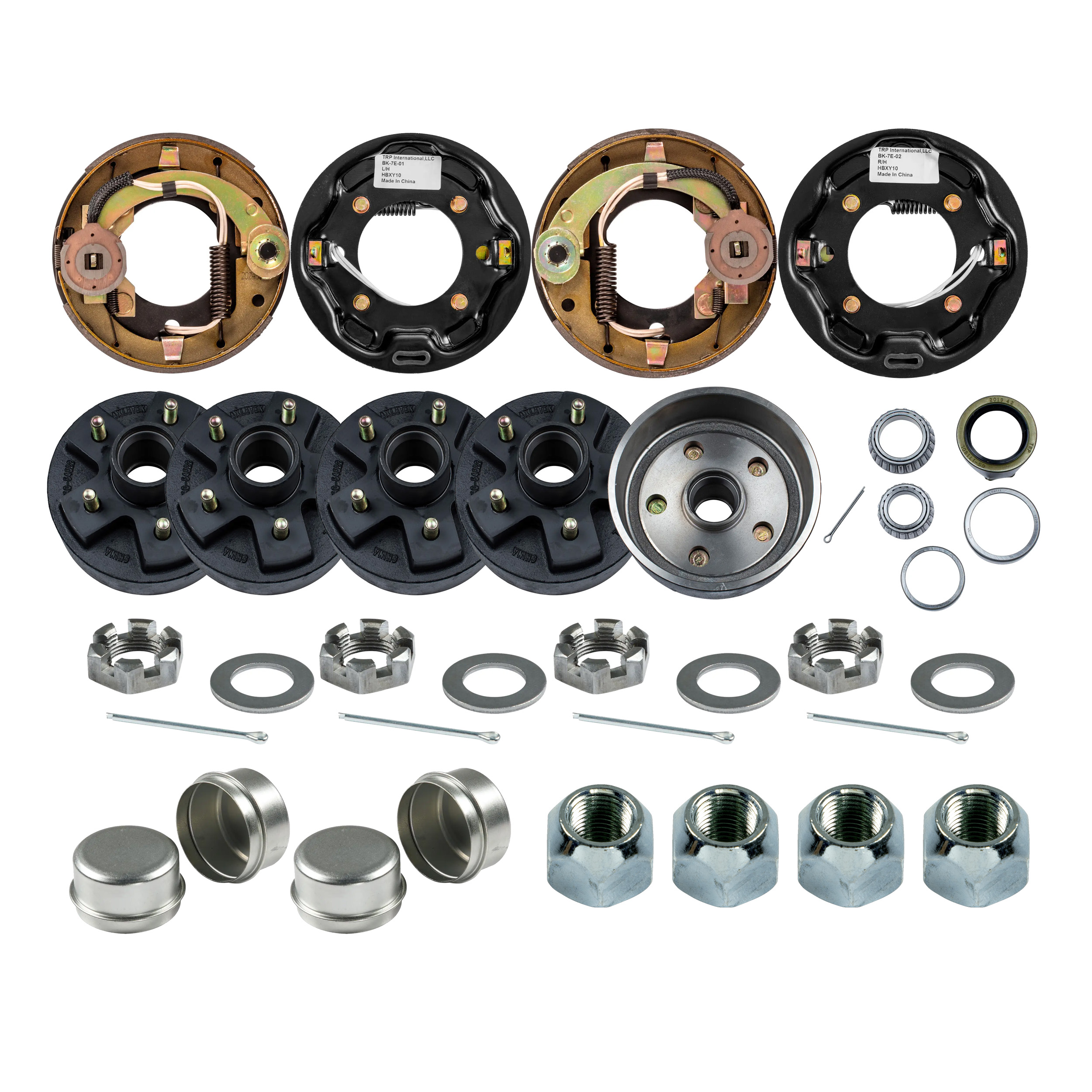 Lippert 2.2K lbs 7" x 1.25" Tandem Axle Manual Electric Brake Assembly & Hub Installation Kit, 5 on 4.5" Bolt Pattern, Includes Spindle Hardware, Dust Cap & Lug Nuts thumbnail 0