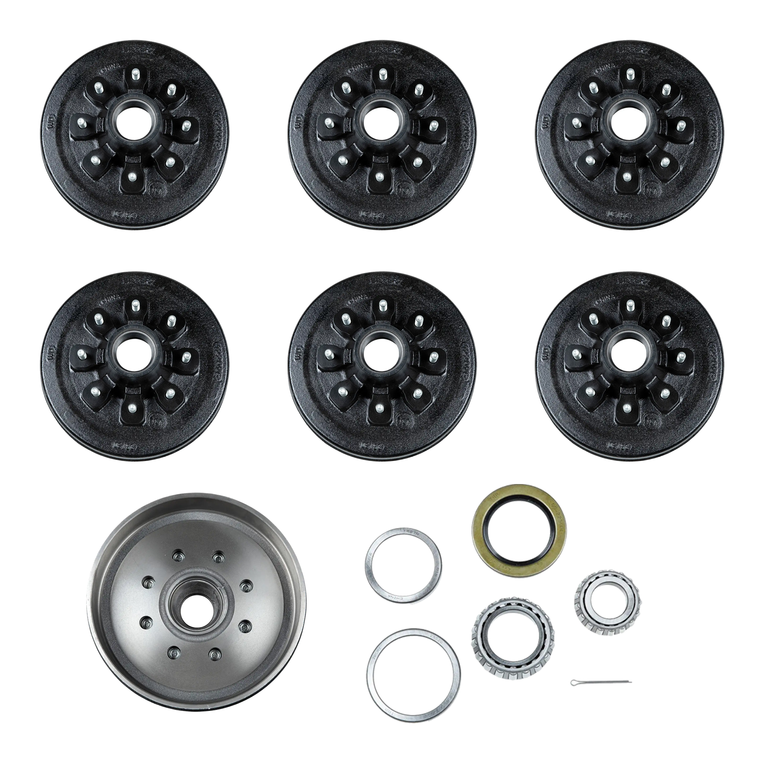Lippert (6-Pack) 7K lbs 12" Brake Drum Hub for 7,000- Axle - 8 on 6.5", 1/2" Stud (with Bearing Cone) - Heavy-Duty Trailer Component thumbnail 0