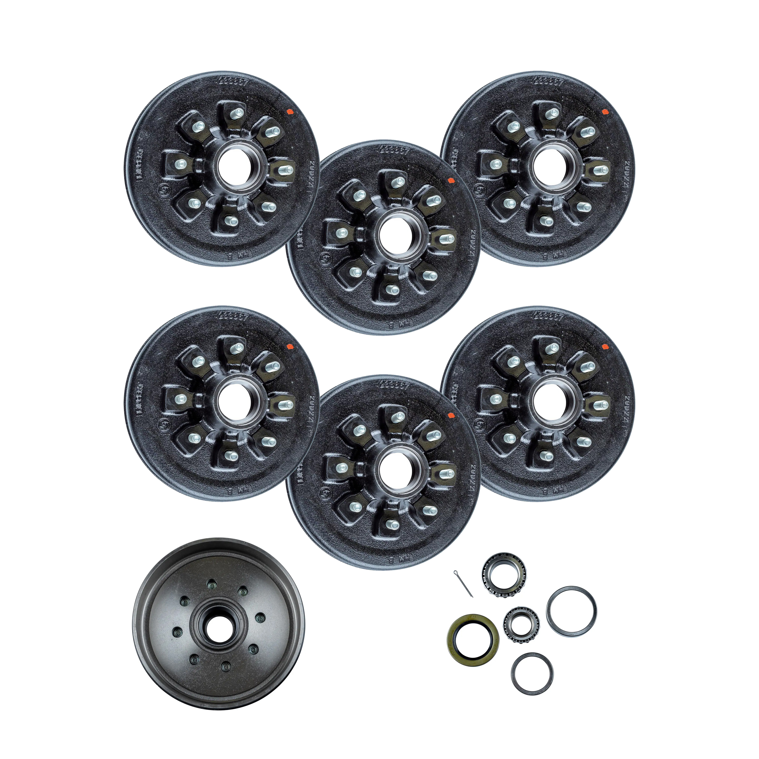 Lippert (6-Pack) 7K lbs 12" Brake Drum Hub for 7,000- Axle - 8 on 6.5", 9/16" Stud (with Bearing Cone) - Heavy-Duty Trailer Component LIPKIT5I72I thumbnail 0