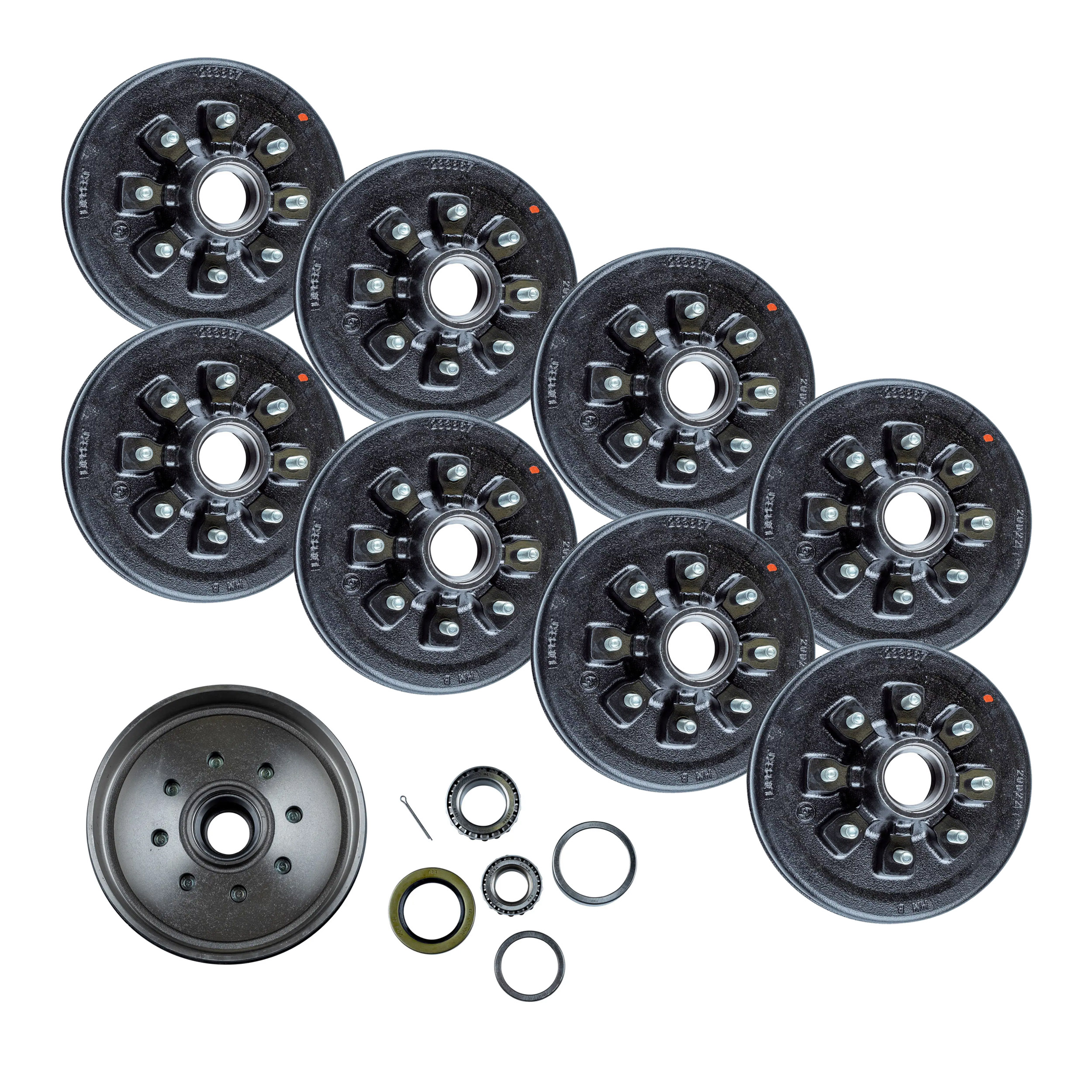 Lippert (8-Pack) 7K lbs 12" Brake Drum Hub for 7,000- Axle - 8 on 6.5", 9/16" Stud (with Bearing Cone) - Heavy-Duty Trailer Component thumbnail 0