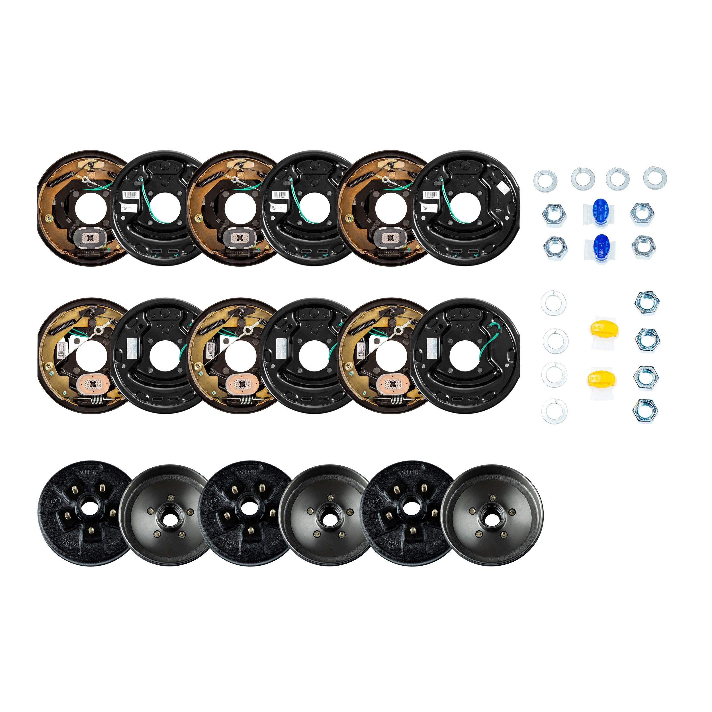 Lippert 10" 3,500 lb RV Brake Kit  6 Brake Drum Hubs (5 on 4.5", 1/2" Stud with Bearing Cone) with 3 Left & 3 Right Forward Self-Adjusting Brakes LIPKITEAC8J thumbnail 0