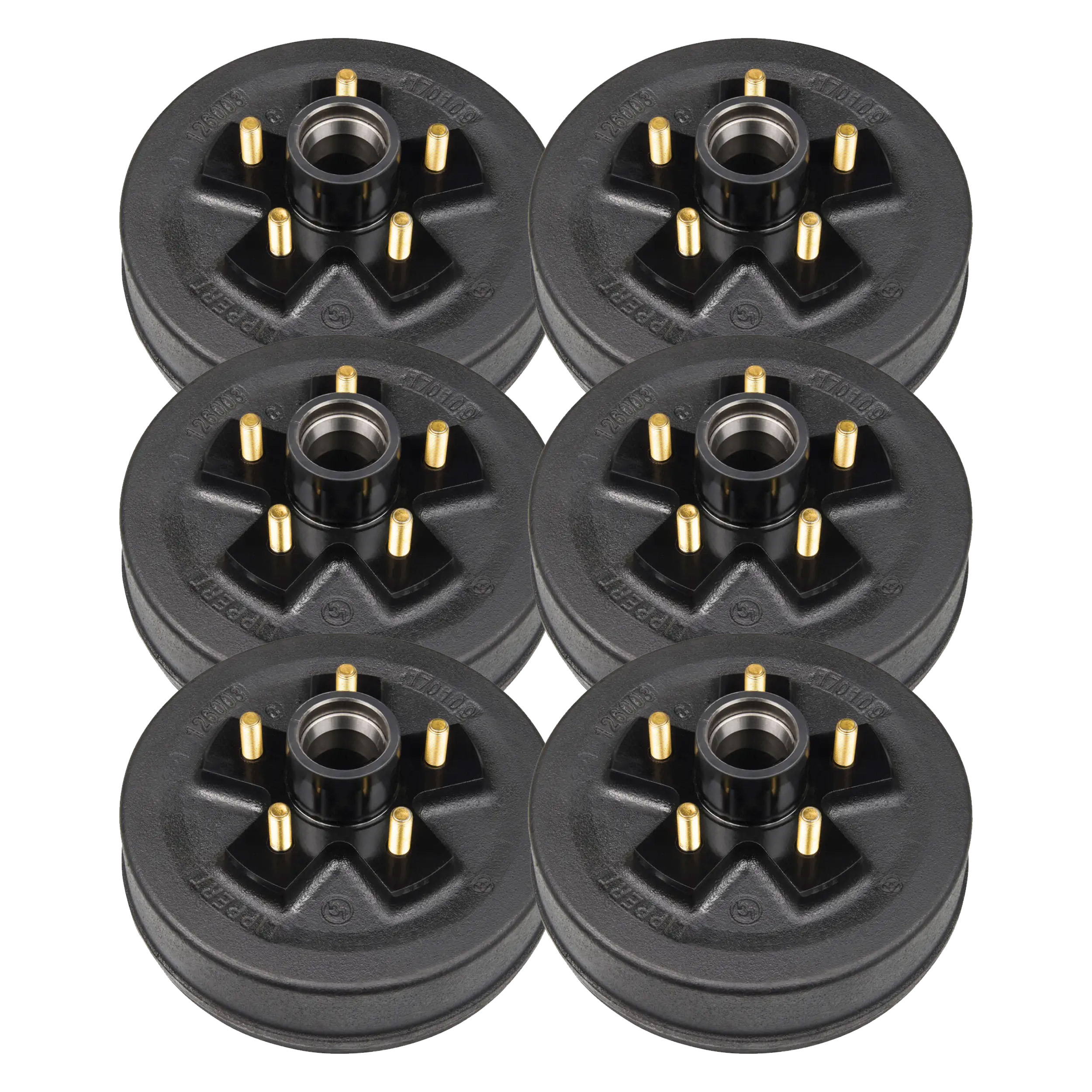 Lippert (6-Pack) 3500 lbs 10" Brake Drum Hub for 3,500- Axle - 5 on 4.5", 1/2" Stud - Heavy-Duty Trailer Component thumbnail 0