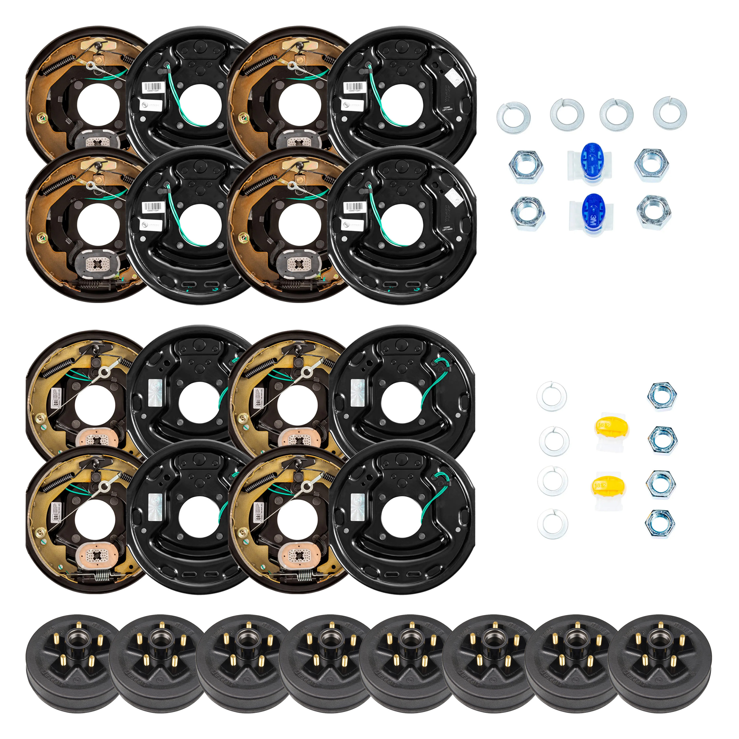 Lippert 10" 3,500 lb Trailer Brake Kit – 8 Brake Drum Hubs (5 on 4.5", 1/2" Stud) with 4 Left & 4 Right Forward Self-Adjusting Brake Assemblies thumbnail 0