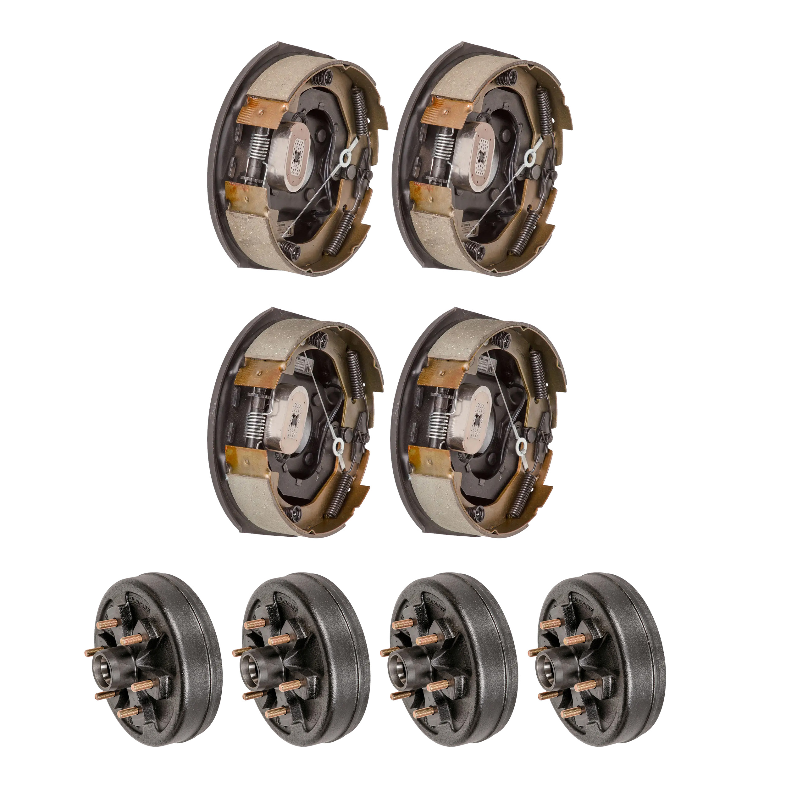 Lippert 10" 4,400 lb RV Brake Kit – 4 Brake Hubs (6 on 5.5", 1/2" Stud) with 2 Left & 2 Right Forward Self-Adjusting Brakes (10" x 2-1/4", 4-Bolt) thumbnail 0