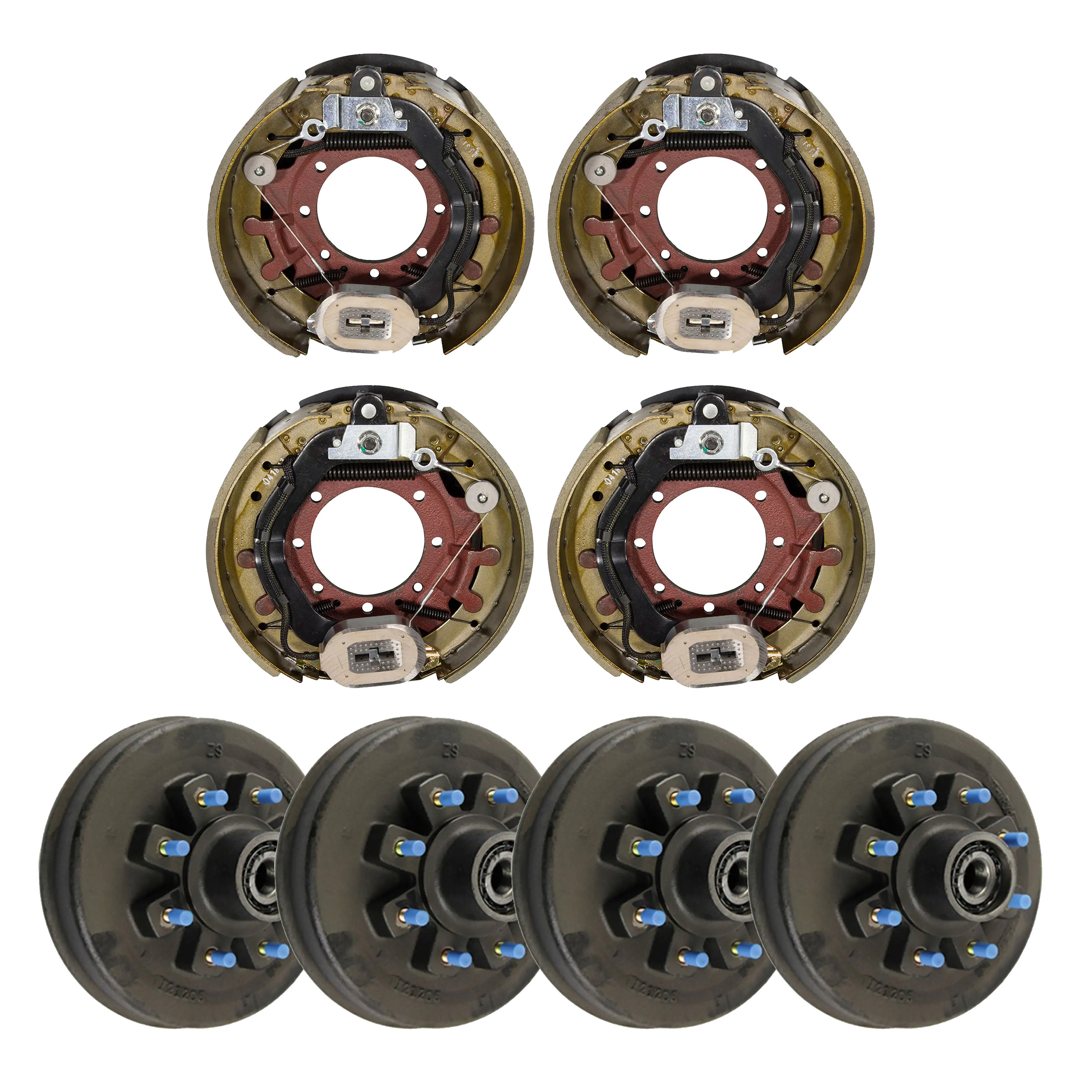 Lippert 16,000 lb Brake Kit – 4 Threaded Brake Hubs (8 on 275 mm, 17.5" Wheels, M22 Studs) with 2 Left & 2 Right Forward Self-Adjusting Brakes (12-1/4" x 5") thumbnail 0