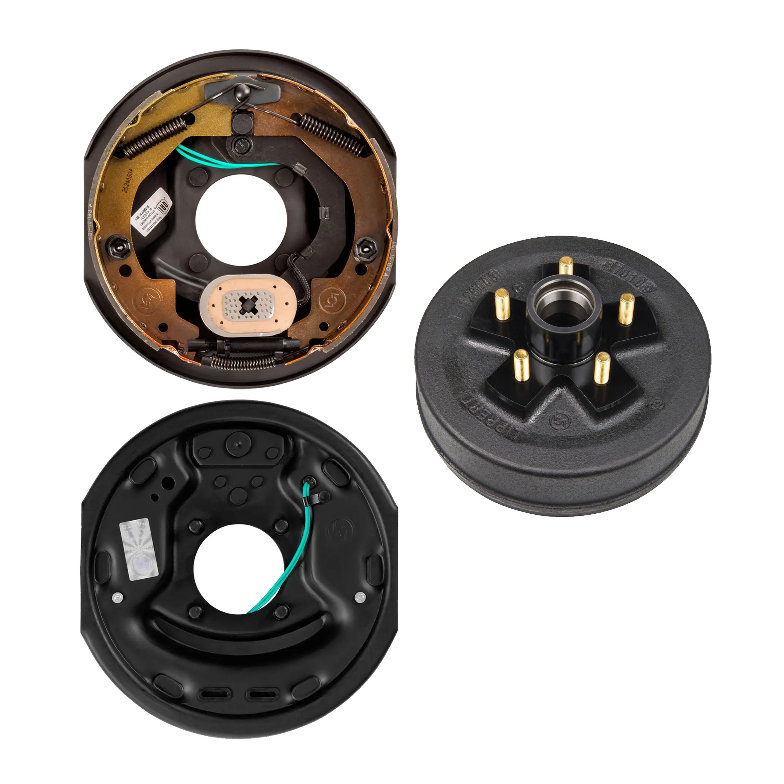 Lippert 3,500 lb Trailer Brake Kit – 1 Right Electric Brake Assembly (10" x 2.25") & 1 Brake Drum Hub (5 on 4.5", 1/2" Stud) thumbnail 0