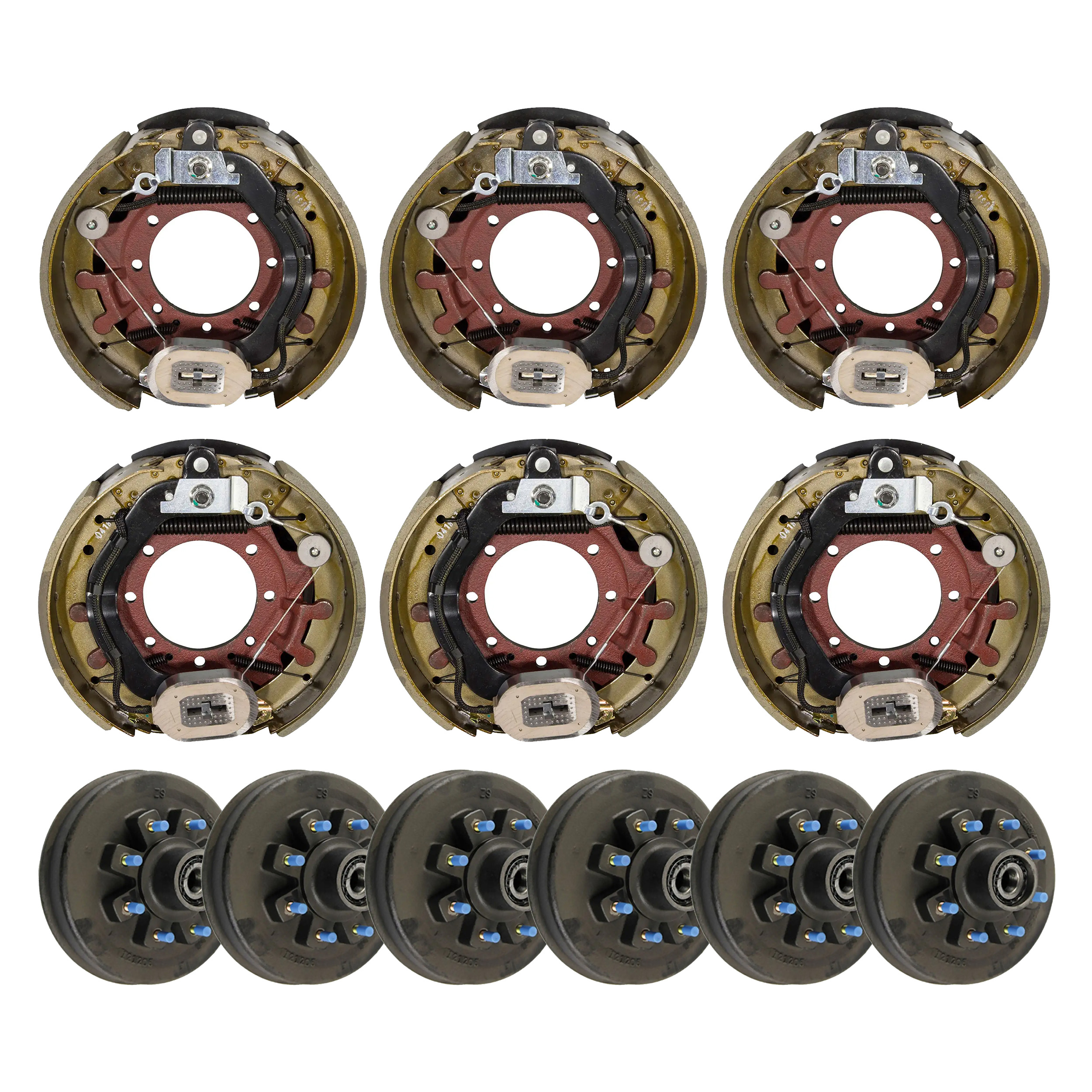 Lippert 16,000 lb Brake Kit – 6 Threaded Brake Hubs (8 on 275 mm, M22 Studs) with 3 Driver & 3 Passenger Forward Self-Adjusting Brakes (12-1/4" x 5") thumbnail 0