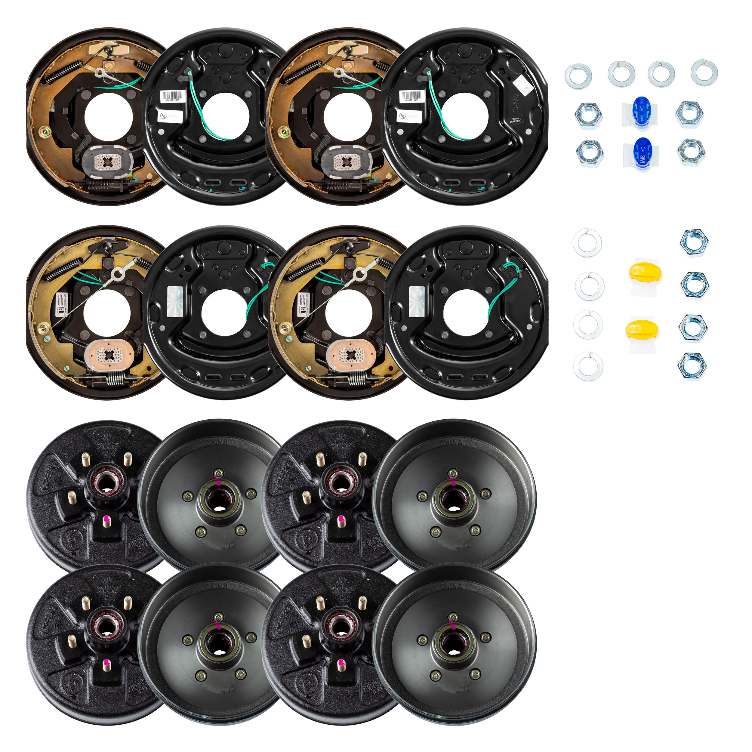Lippert 10" 3,500 lb RV Brake Kit – 4 Fully Assembled Brake Drum Hubs (5 on 4.5", 1/2" Stud) with 2 Left & 2 Right Forward Self-Adjusting Brake Assemblies (10" x 2.25") thumbnail 0