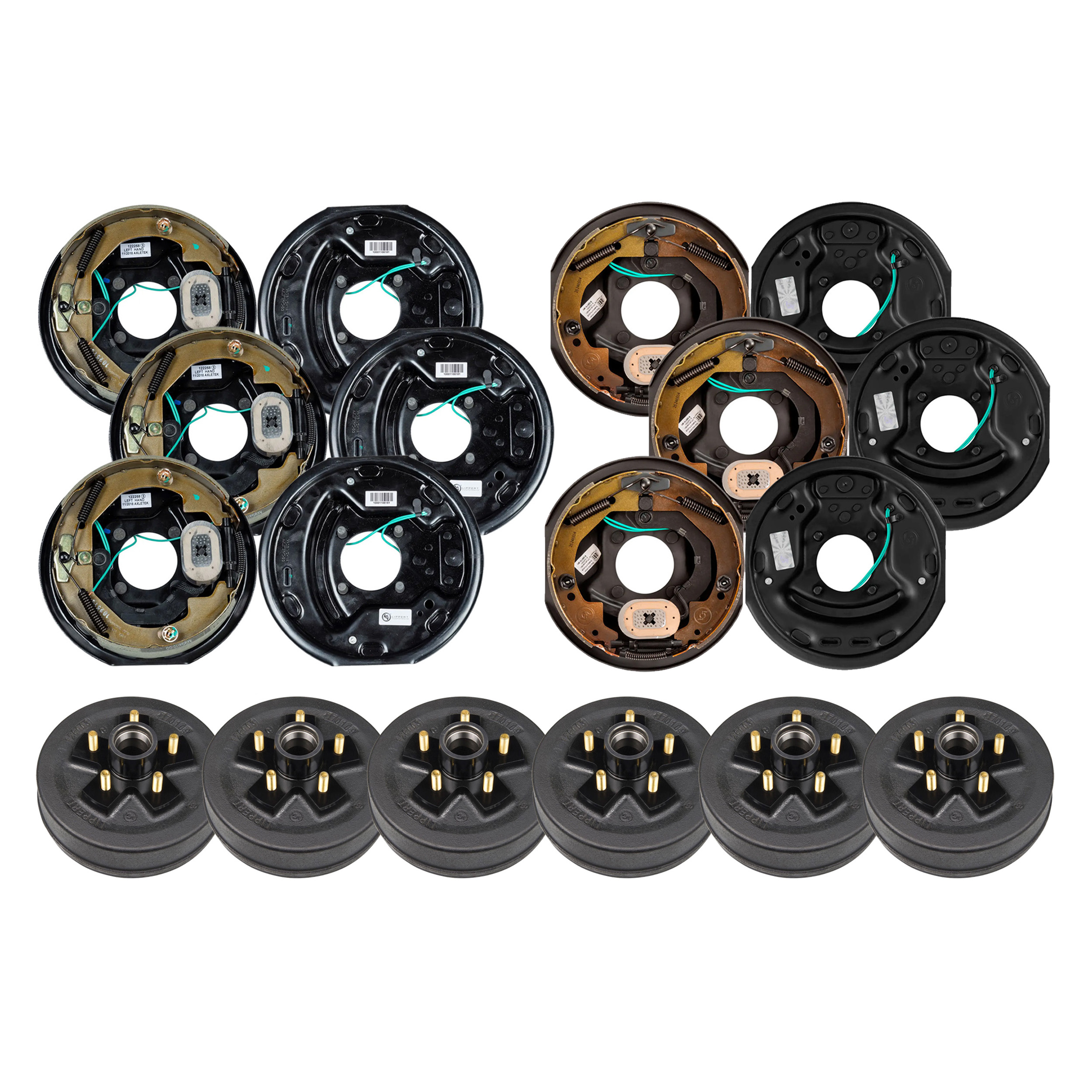 Lippert 3,500 lb 10" RV Electric Brake Kit  6 Brake Drum Hubs (5 on 4.5", 1/2" Studs) with 3 Left & 3 Right Electric Trailer Brake Assemblies (10" x 2.25") LIPKITCH3F0 thumbnail 0