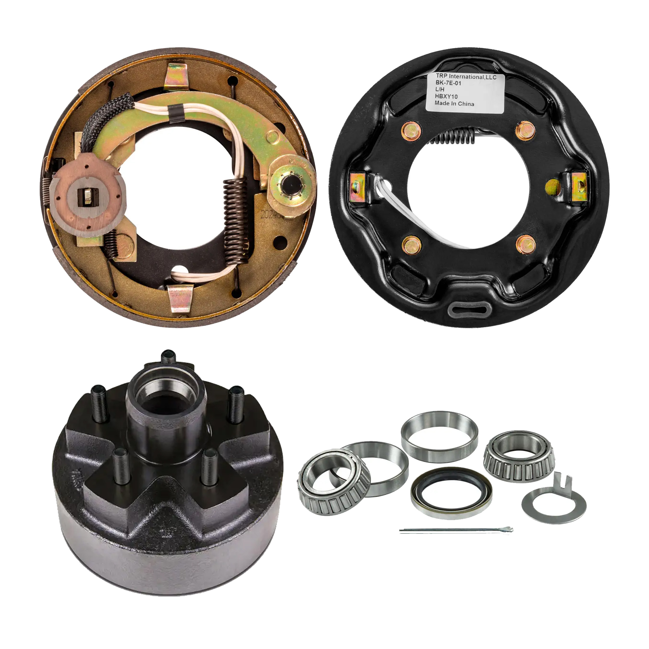Lippert 7" 2,200 lb Brake Kit  1 Hub (5 on 4.5", 1/2" Stud), 1 Left Electric Brake (7" x 1.25"), & 1 Trailer Bearing Replacement (1.5" ID Seal) LIPKIT633CE thumbnail 0