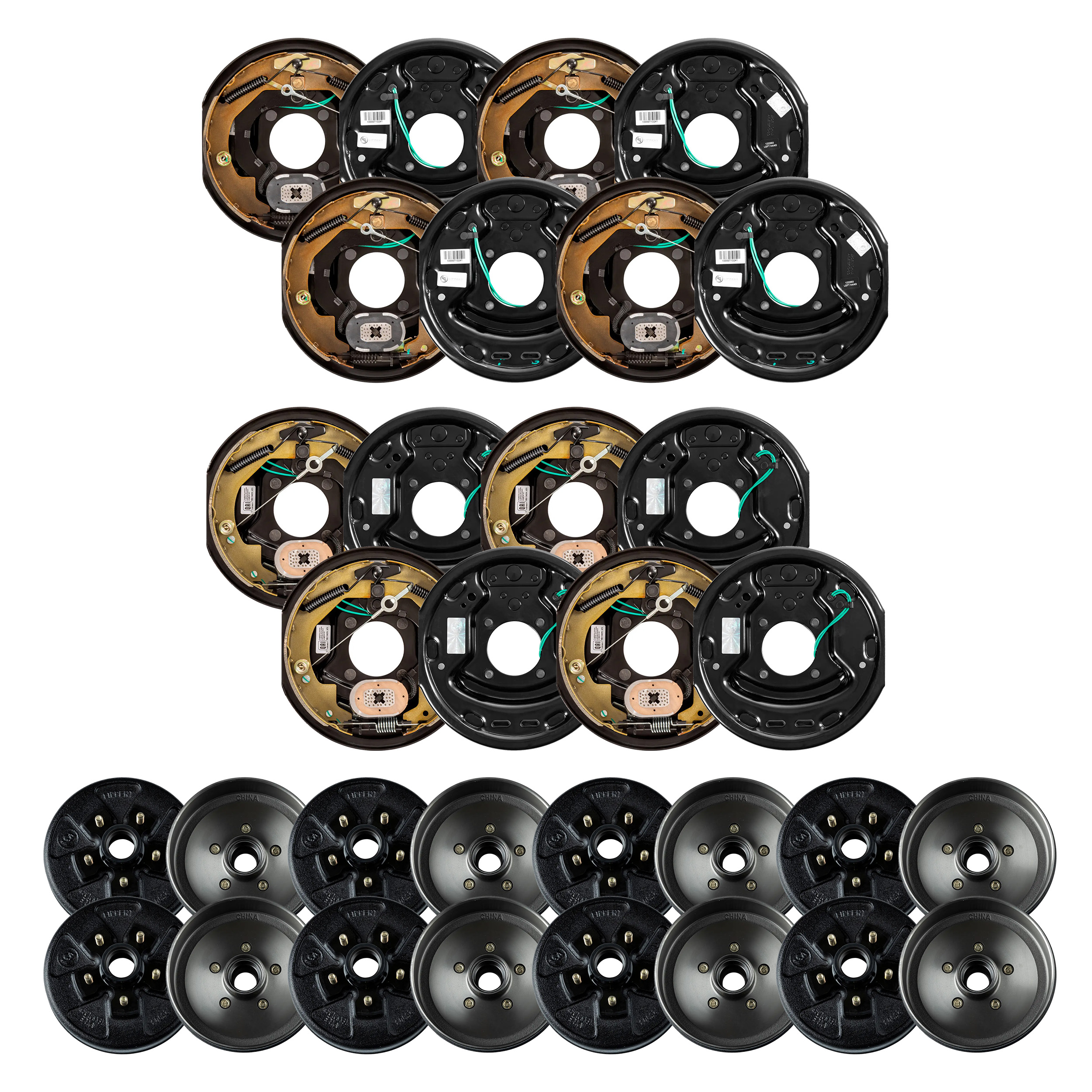Lippert 10" 3,500 lb RV Brake Kit  8 Brake Drum Hubs (5 on 4.5", 1/2" Stud with Bearing Cone) with 4 Left & 4 Right Forward Self-Adjusting Brakes (10" x 2.25") LIPKIT64JF9 thumbnail 0