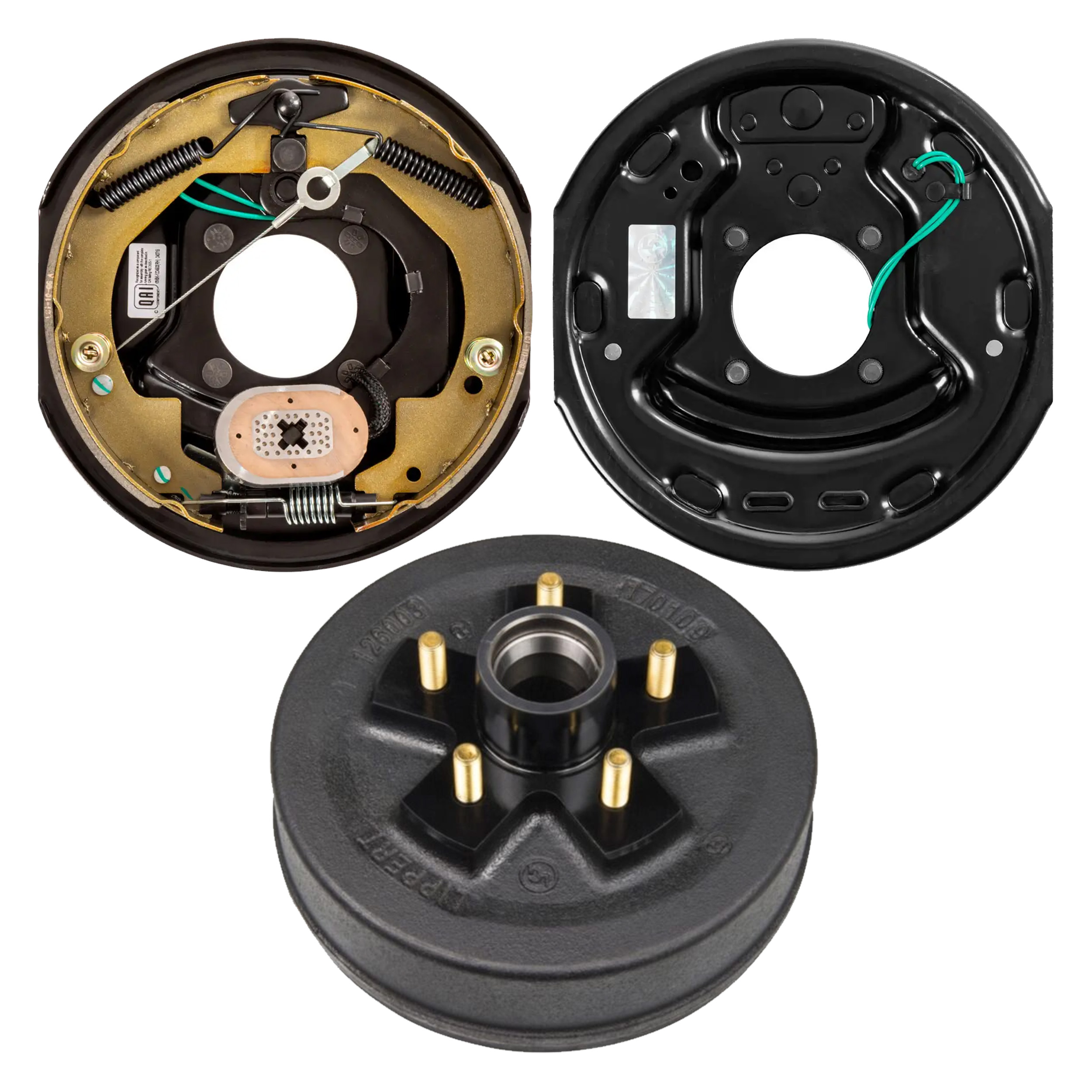 Lippert 10" 3,500 lb RV Brake Kit – 1 Trailer Brake Hub (5 on 4.5", 1/2" Stud) with 1 Right Forward Self-Adjusting Brake (10" x 2.25") thumbnail 0