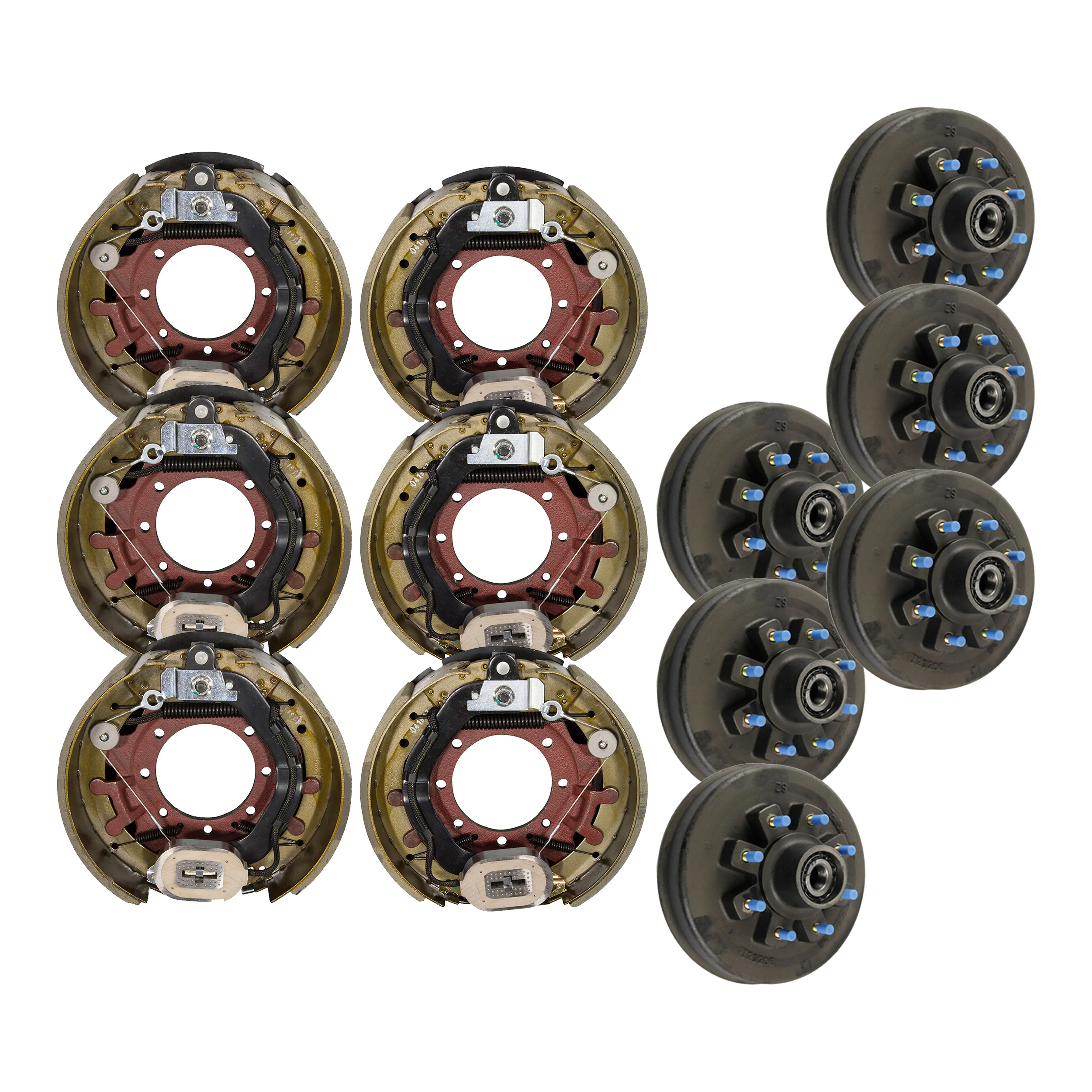 Lippert 16,000 lb RV Brake Kit – 6 Threaded Brake Hubs (8 on 275 mm, 17-1/2" Wheels, M22 Studs, Oil) with 3 Left & 3 Right Forward Self-Adjusting Brakes (12-1/4" x 5") thumbnail 0