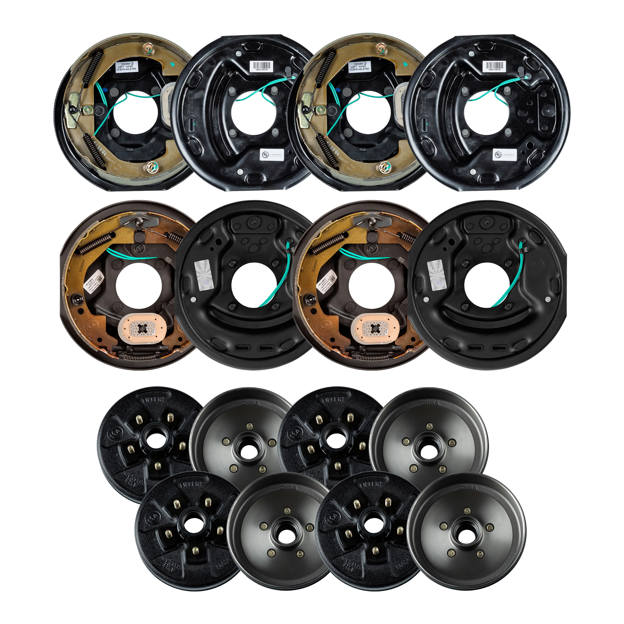 Lippert 3,500 lb Electric Trailer Brake Kit – 4 Brake Drum Hubs (5 on 4.5", 1/2" Stud, with Bearing Cone) with 2 Left & 2 Right 10" x 2.25" Brake Assemblies thumbnail 0