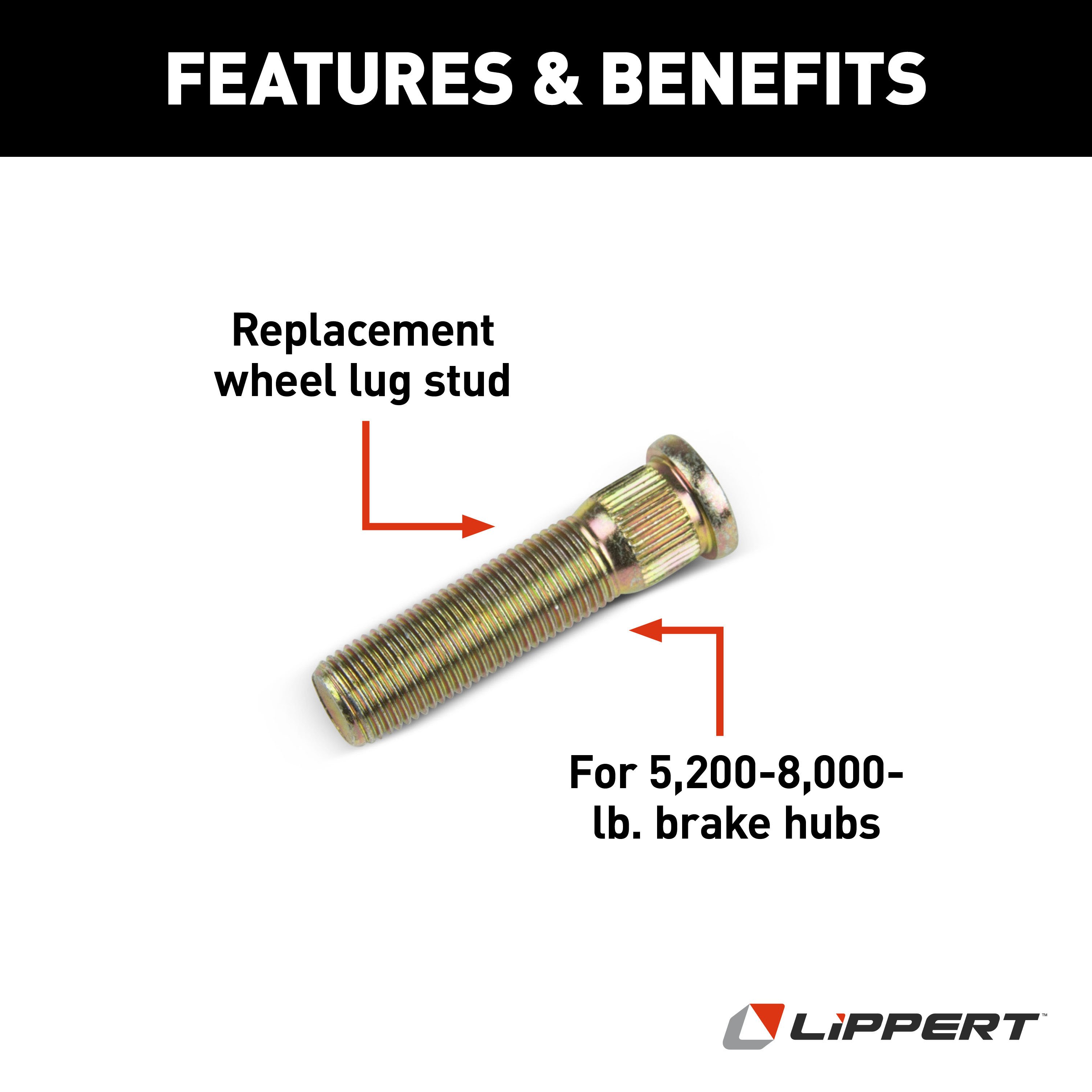Lippert Wheel Lug Stud - 9/16"-18 x 2.31", Zinc#132624 132624 thumbnail 1