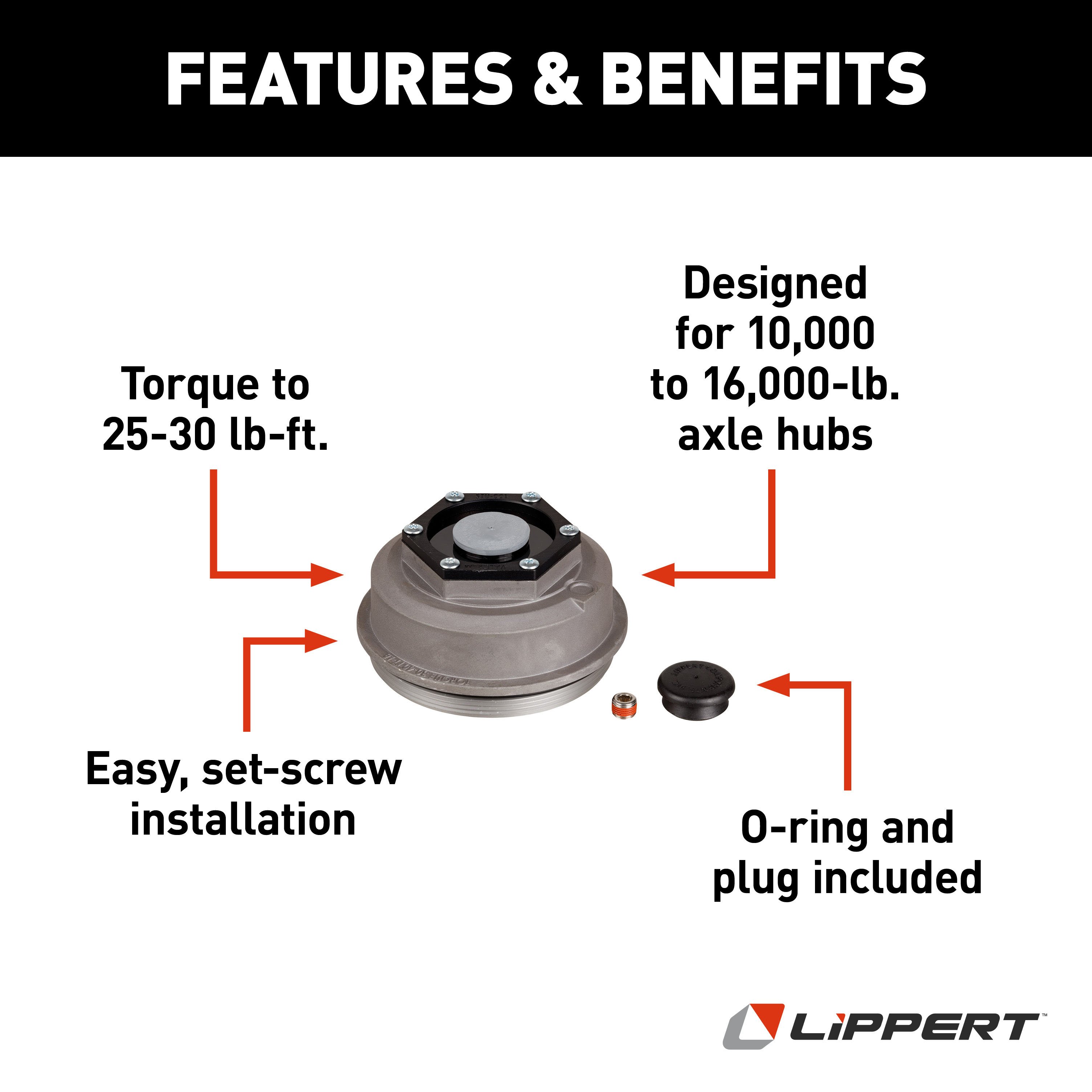 Lippert Trailer Axle Oil and Dust Cap with Set Screw - 10,000 to 16,000 lbs. Black 85373829 thumbnail 2
