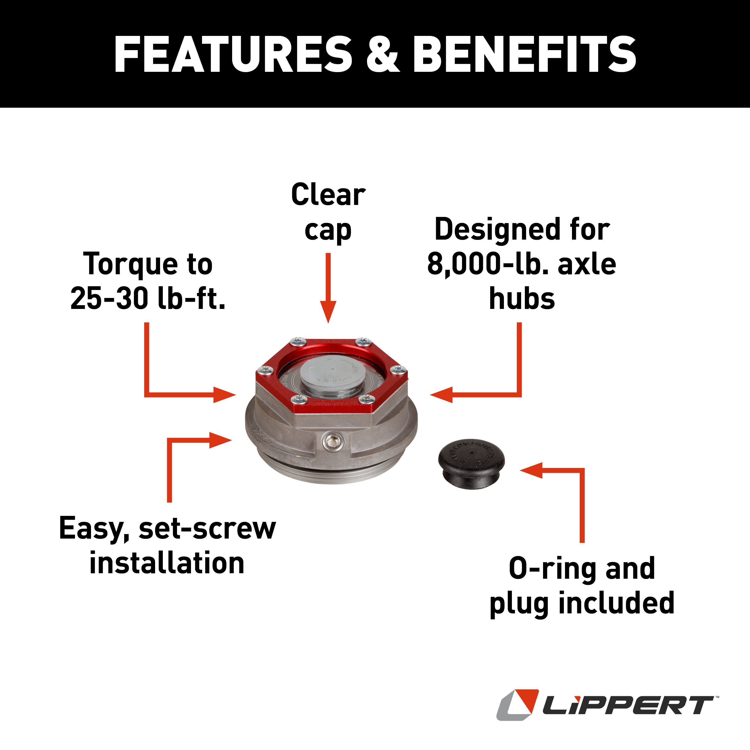 Lippert Trailer Axle Oil and Dust Cap with Set Screw - 8,000 lbs. Clear 85373928 thumbnail 2